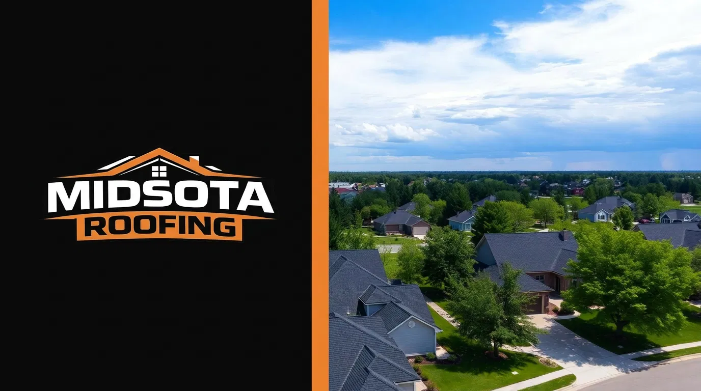 Aerial view of residential rooftops in Central Minnesota