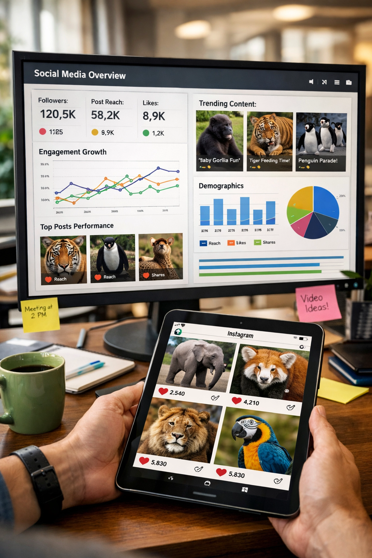 Zoo marketing analytics dashboard displaying social media and email campaign performance data