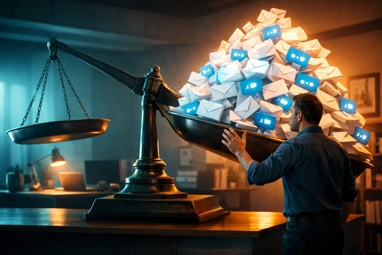 A business owner balancing high support ticket volume using ai powered customer service automation.