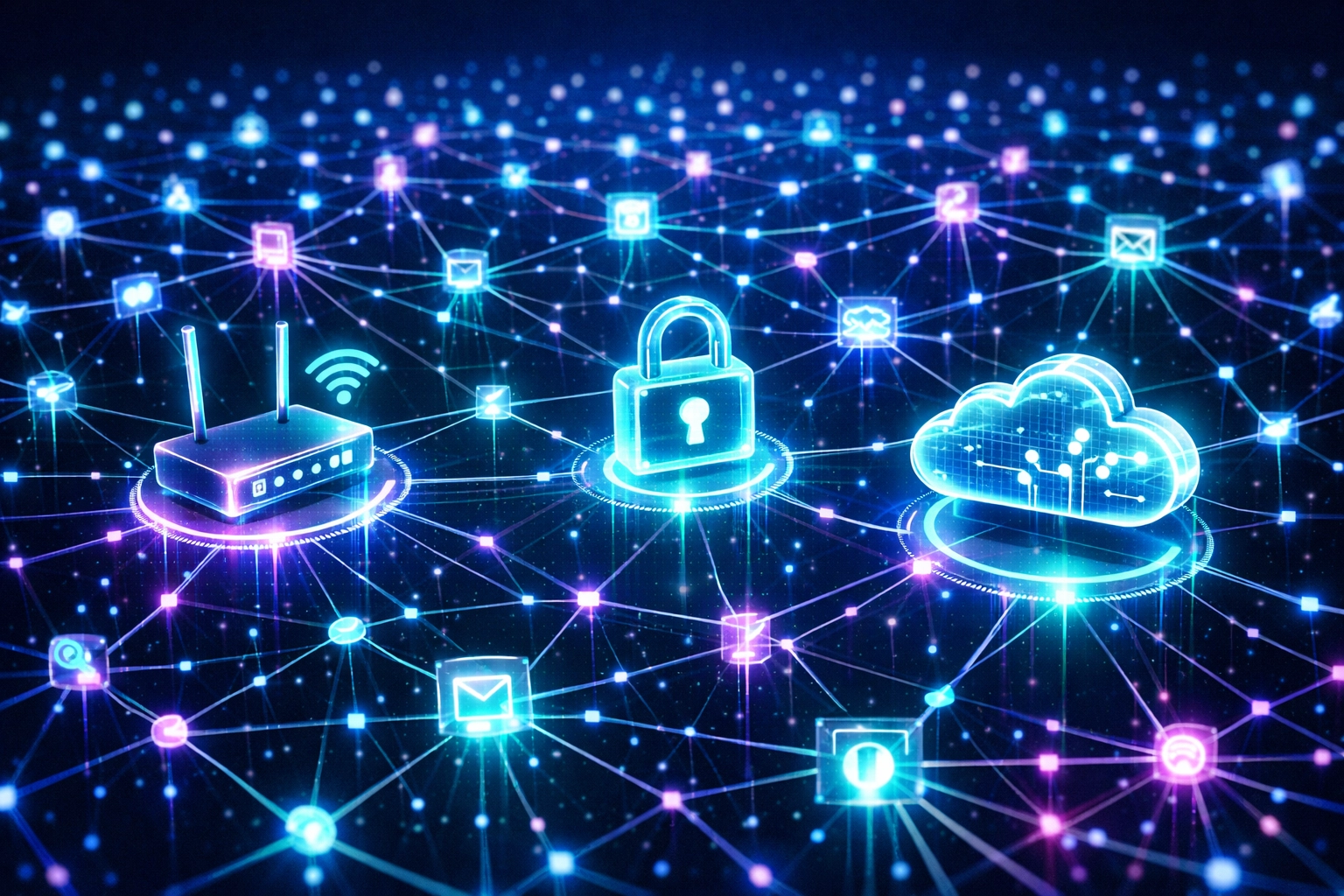 Semantic network showing interconnected technical entities and digital knowledge relationships.