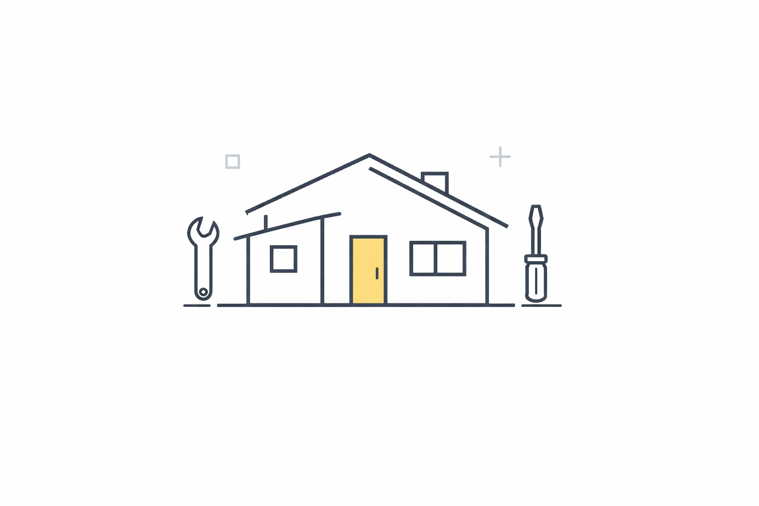 Minimalist house and tool icon representing professional home maintenance and handyman services in Vancouver.