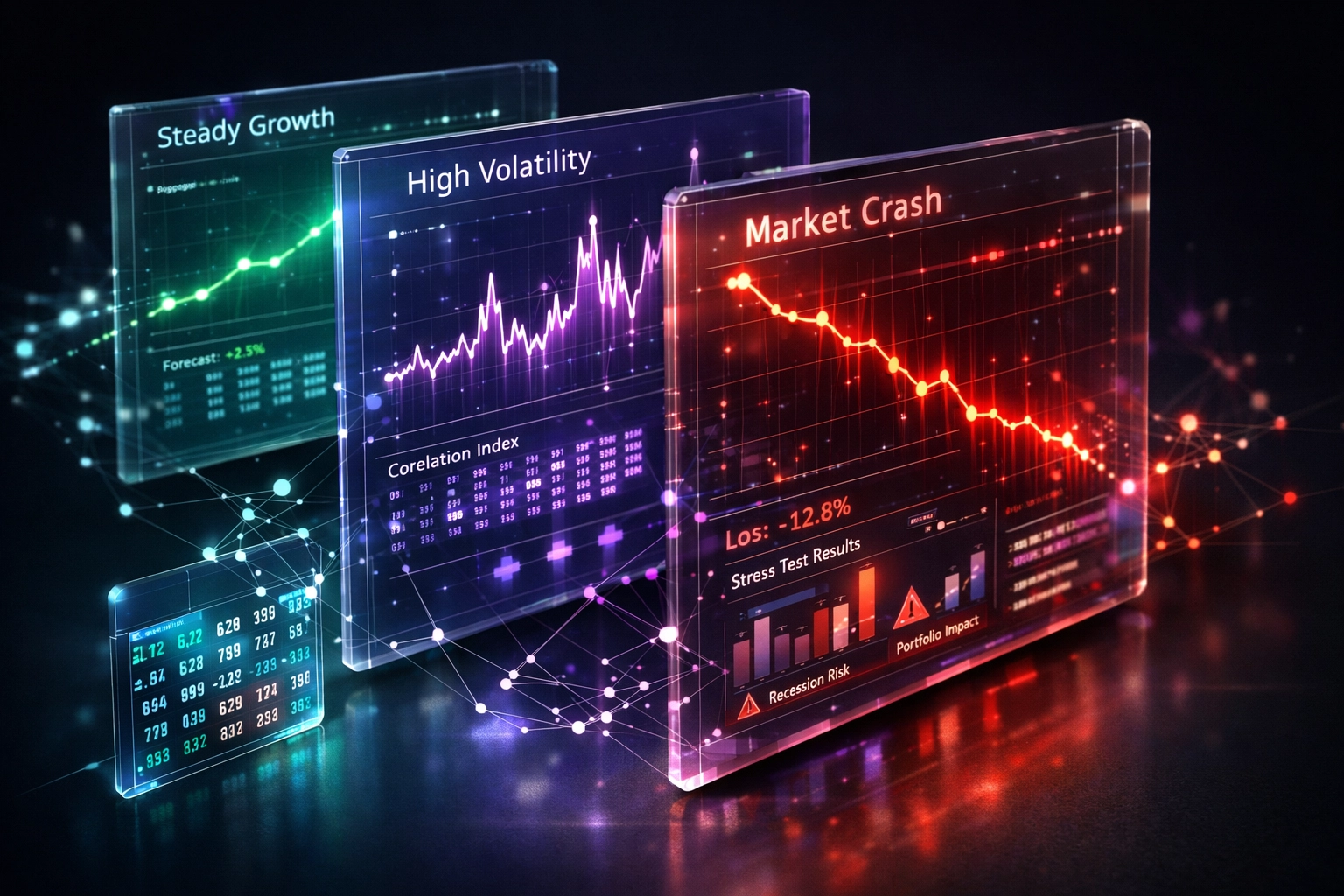 Multiple market scenario analysis showing stress testing across different portfolio conditions