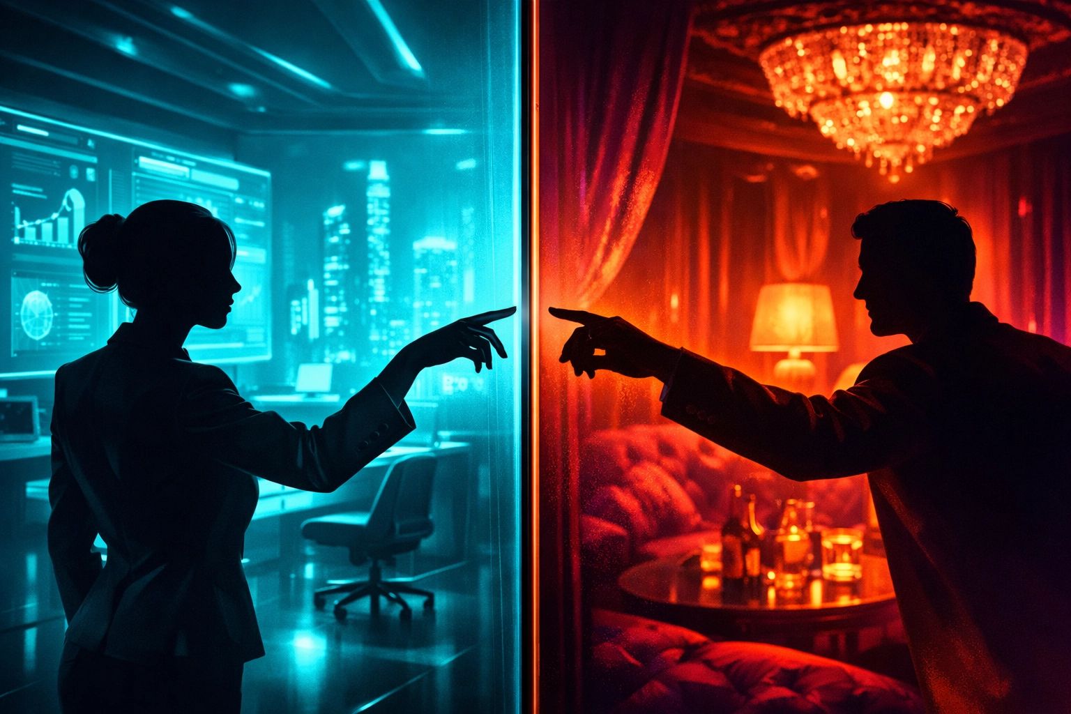 Illustration of the strict boundary between professional office space and private romantic desire.