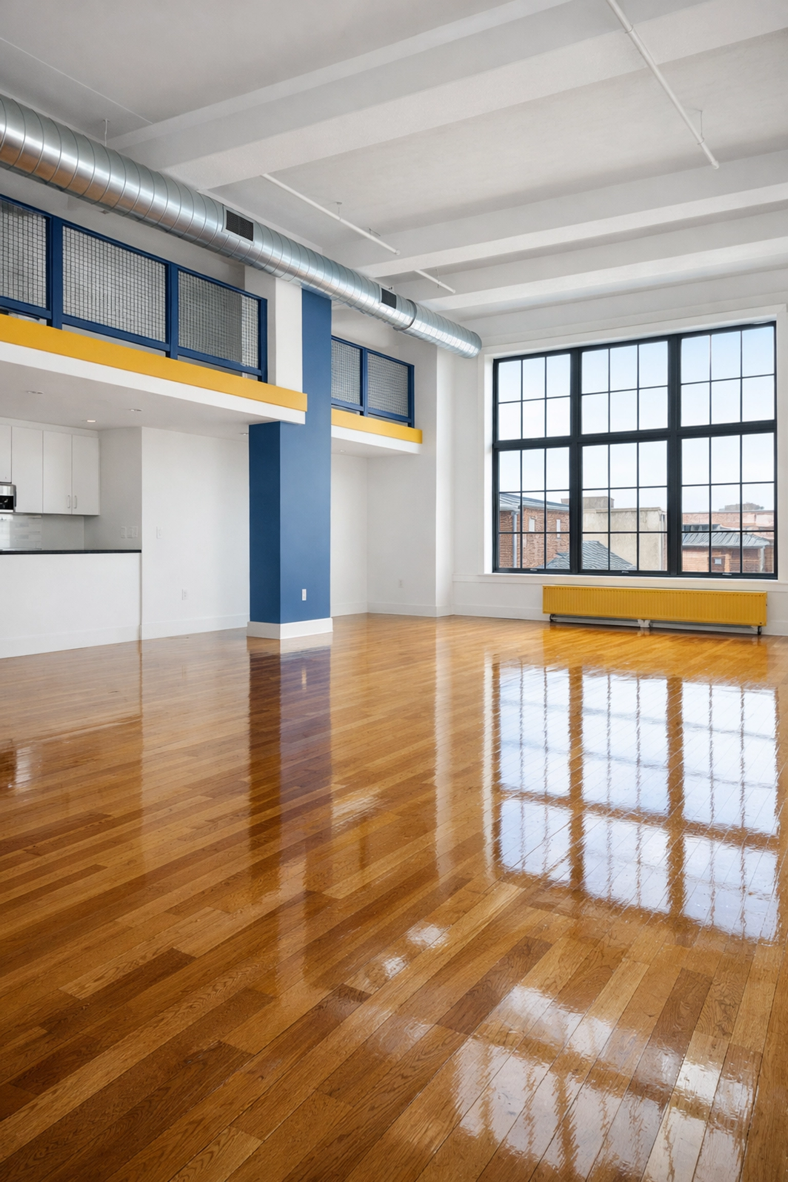 Pristine hardwood floors in an empty Worcester loft showcasing move-out cleaning Worcester MA standards.
