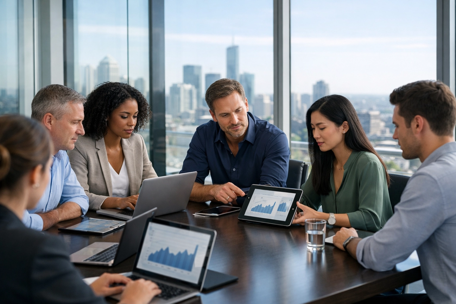 Dakdan Worldwide strategic consulting team collaborating on brand strategy in a modern global office.