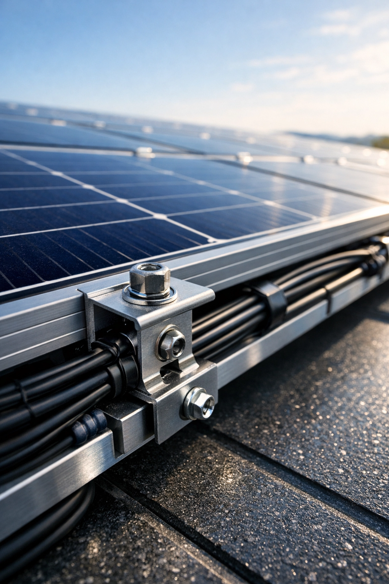 High-quality professional solar panel installation with secure mounting and tidy cable management.