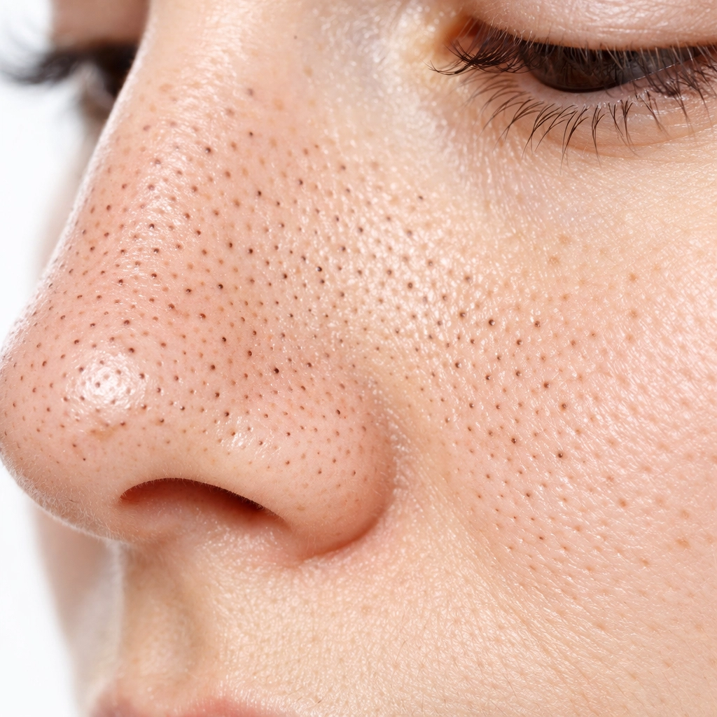Close-up of blackheads and clogged pores on nose showing need for best clay mask treatment