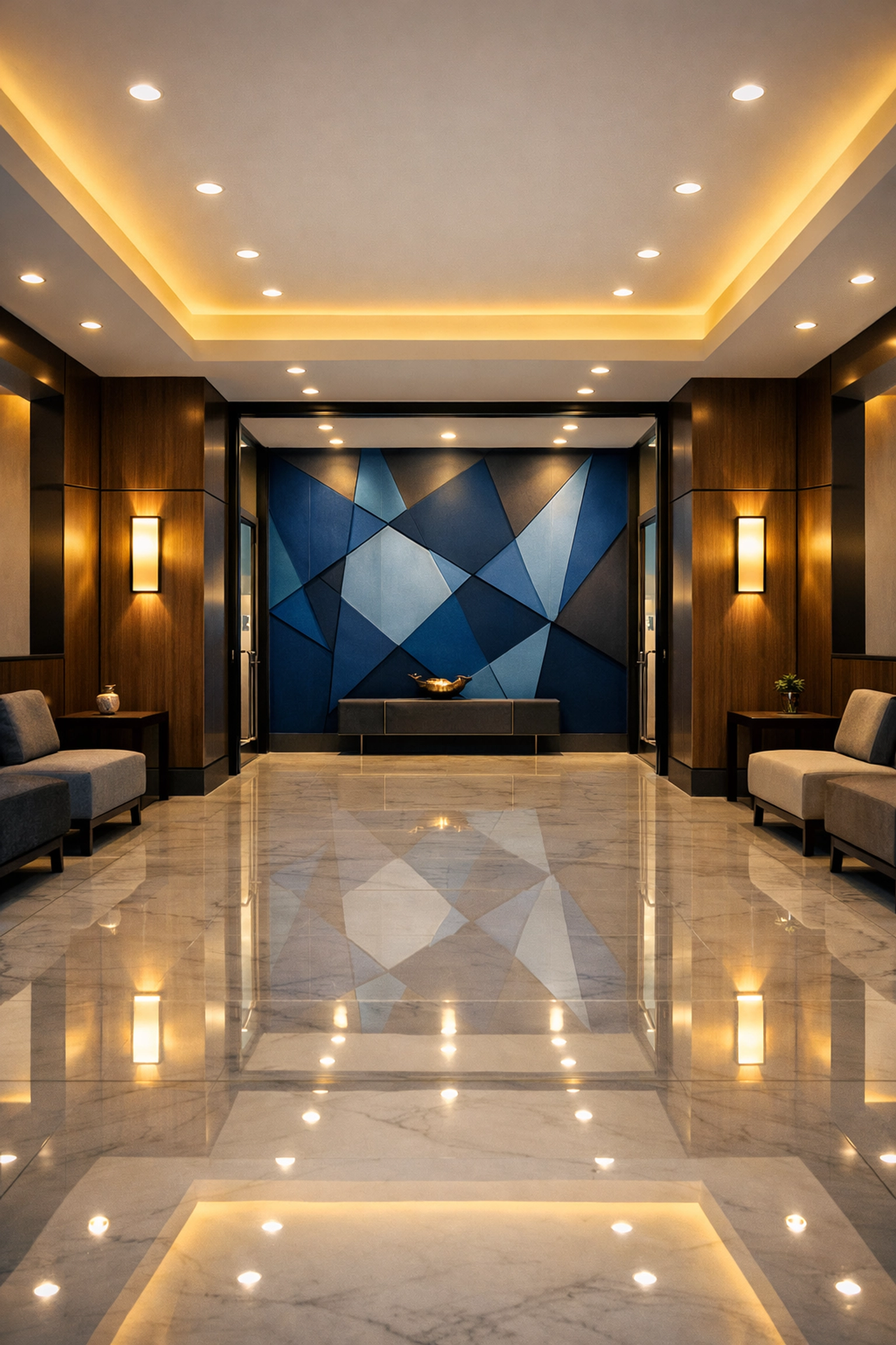 Modern apartment building common area maintained with expert office cleaning Worcester.