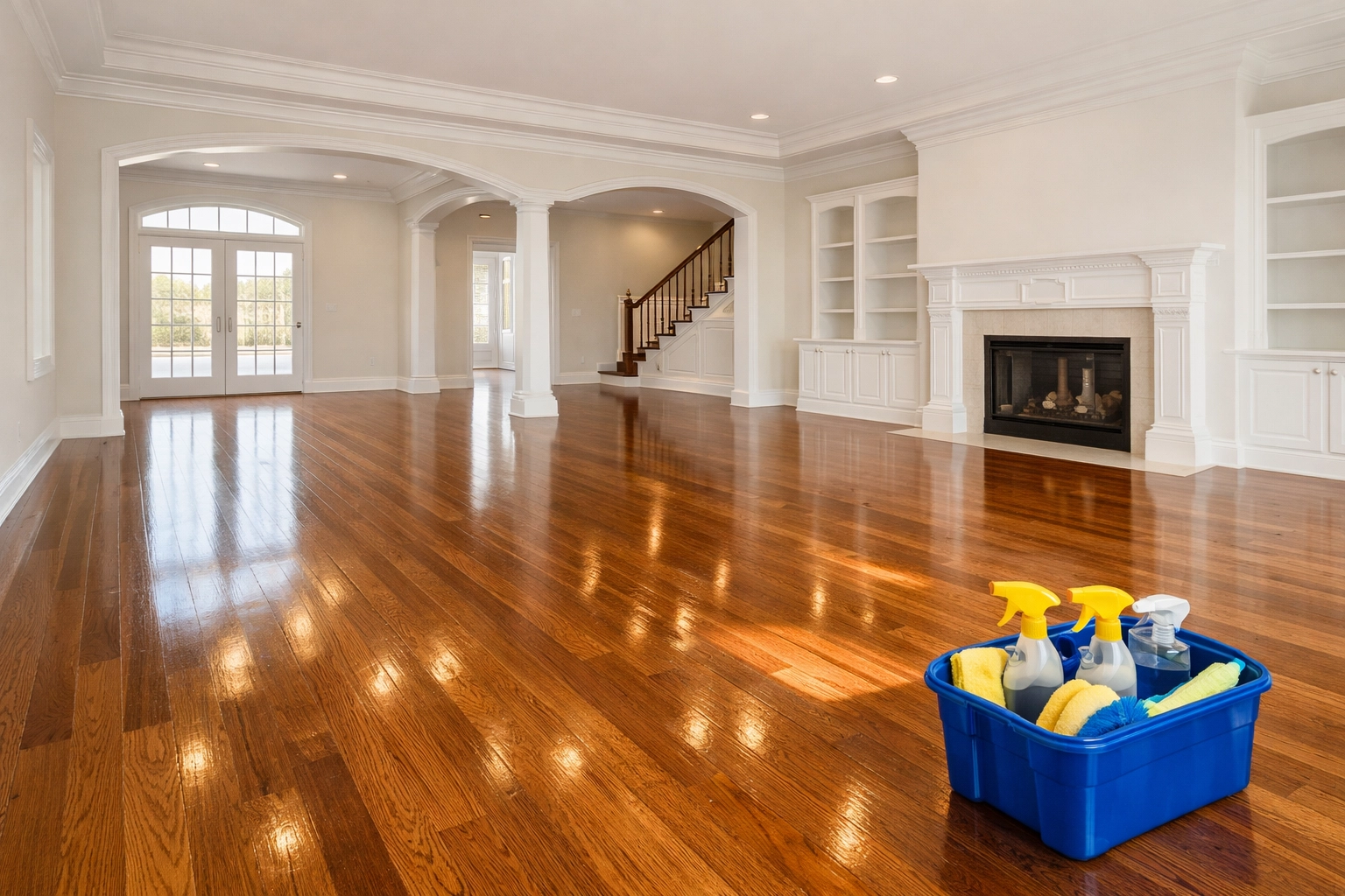 Spotless empty living room after Professional House Cleaning in Millbury, MA for a move-out service.