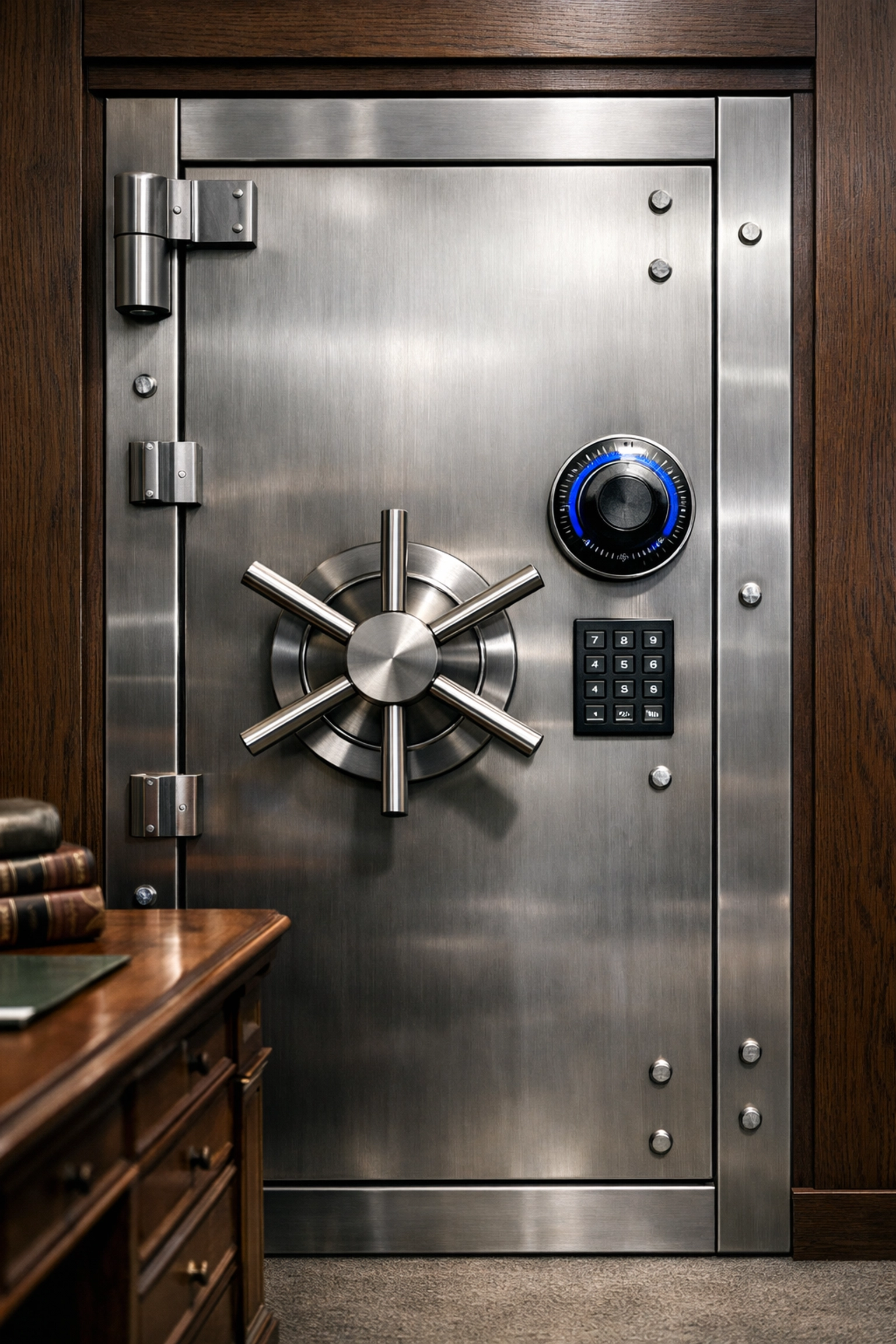 Secure home office vault symbolizing a private family banking strategy to protect assets and eliminate debt.