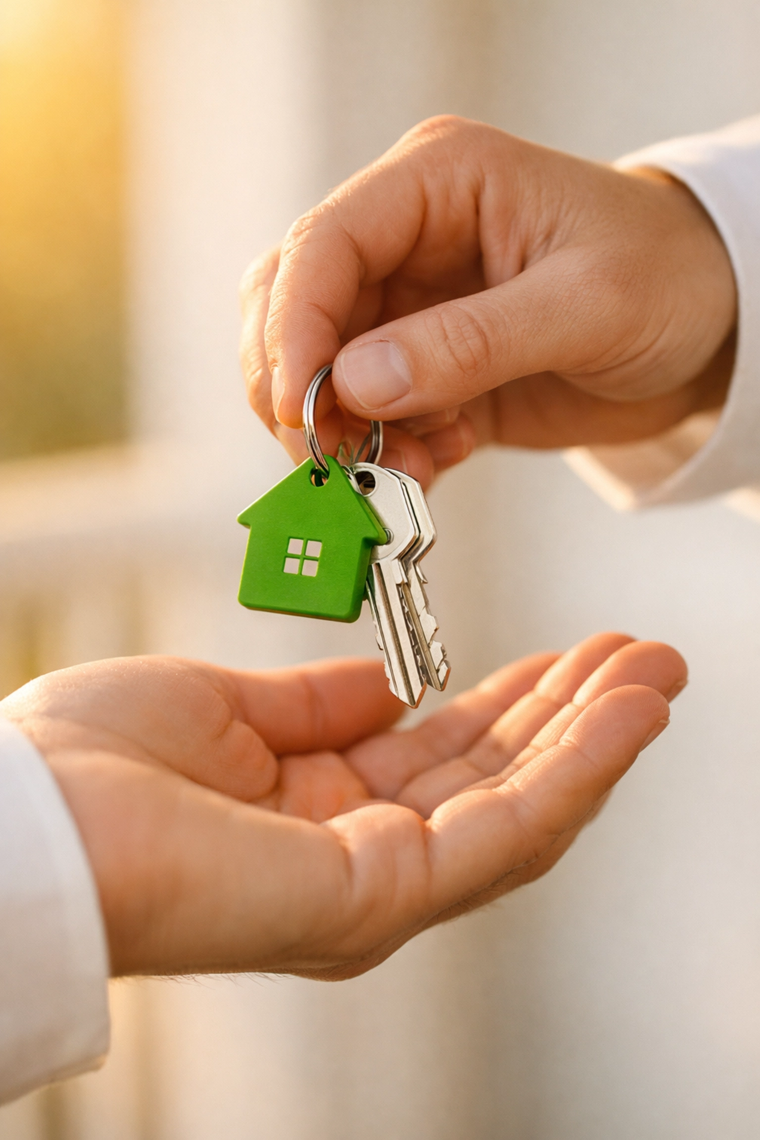 Hands exchanging house keys after a fast bridge loan Philadelphia closing for an investor property.