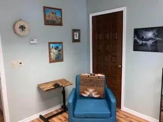 Cozy, affirming therapy office with Southwestern decor