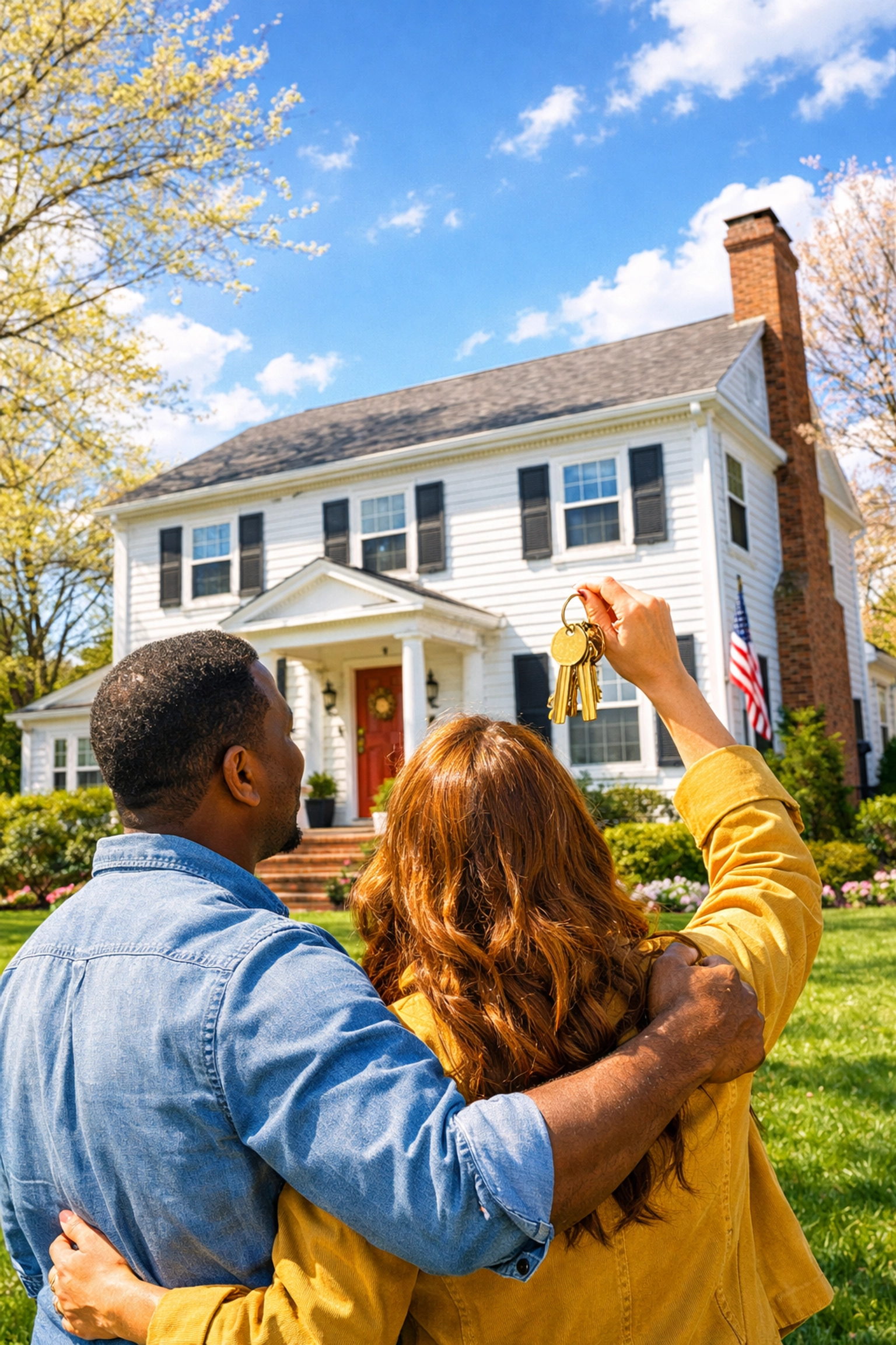 Confident homeowners with keys after a successful Southern New Hampshire home inspection.