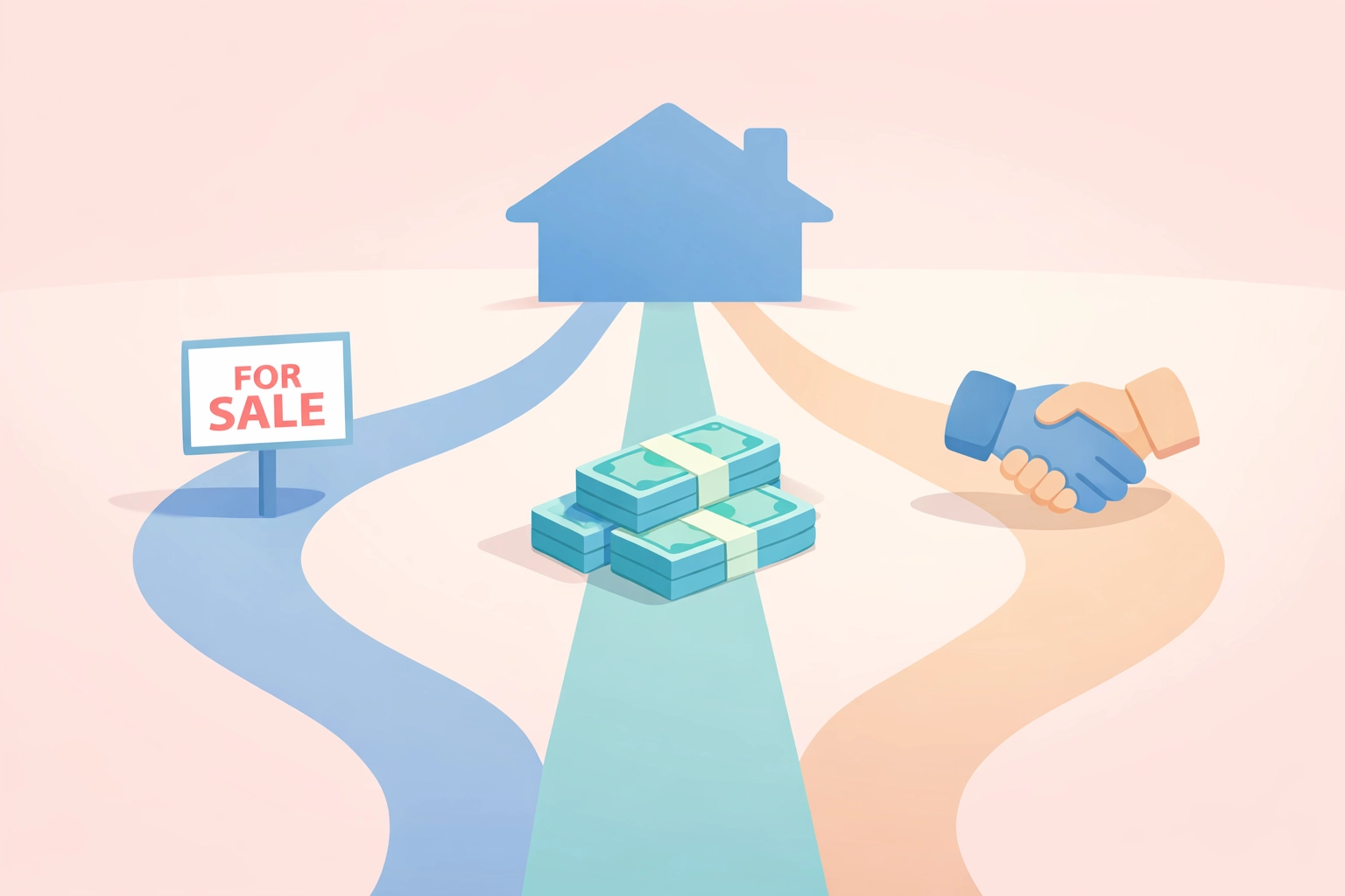 Three options for selling an inherited house in NJ: realtor, cash buyer, or FSBO