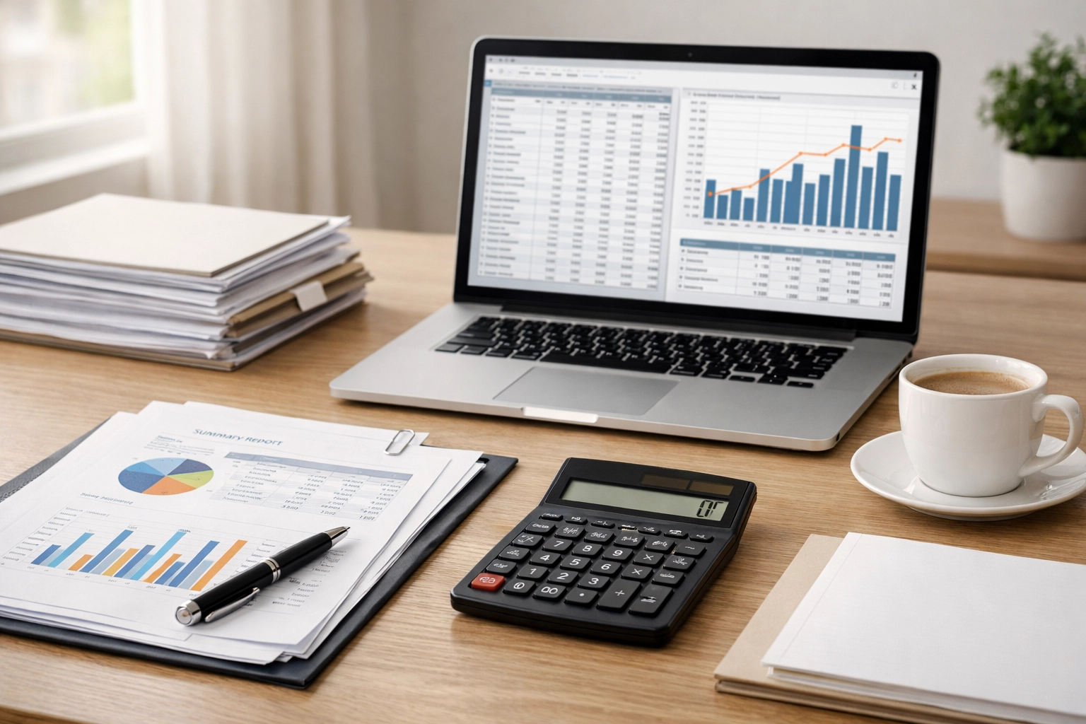 Organized financial documents and spreadsheets for Mississippi business valuation