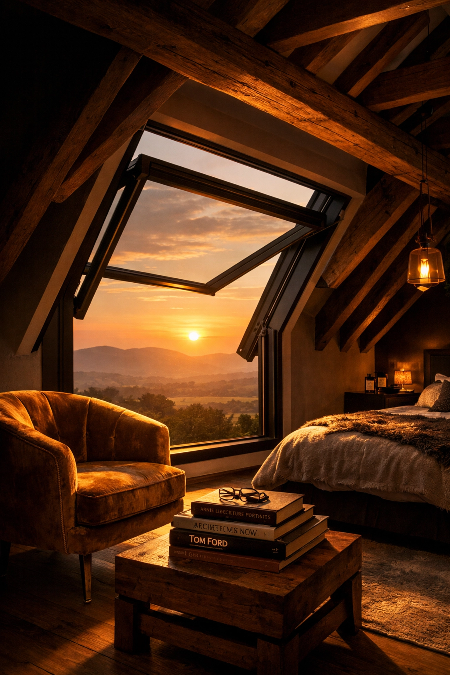 Luxury loft conversion in West Sussex featuring exposed oak beams and modern master suite.