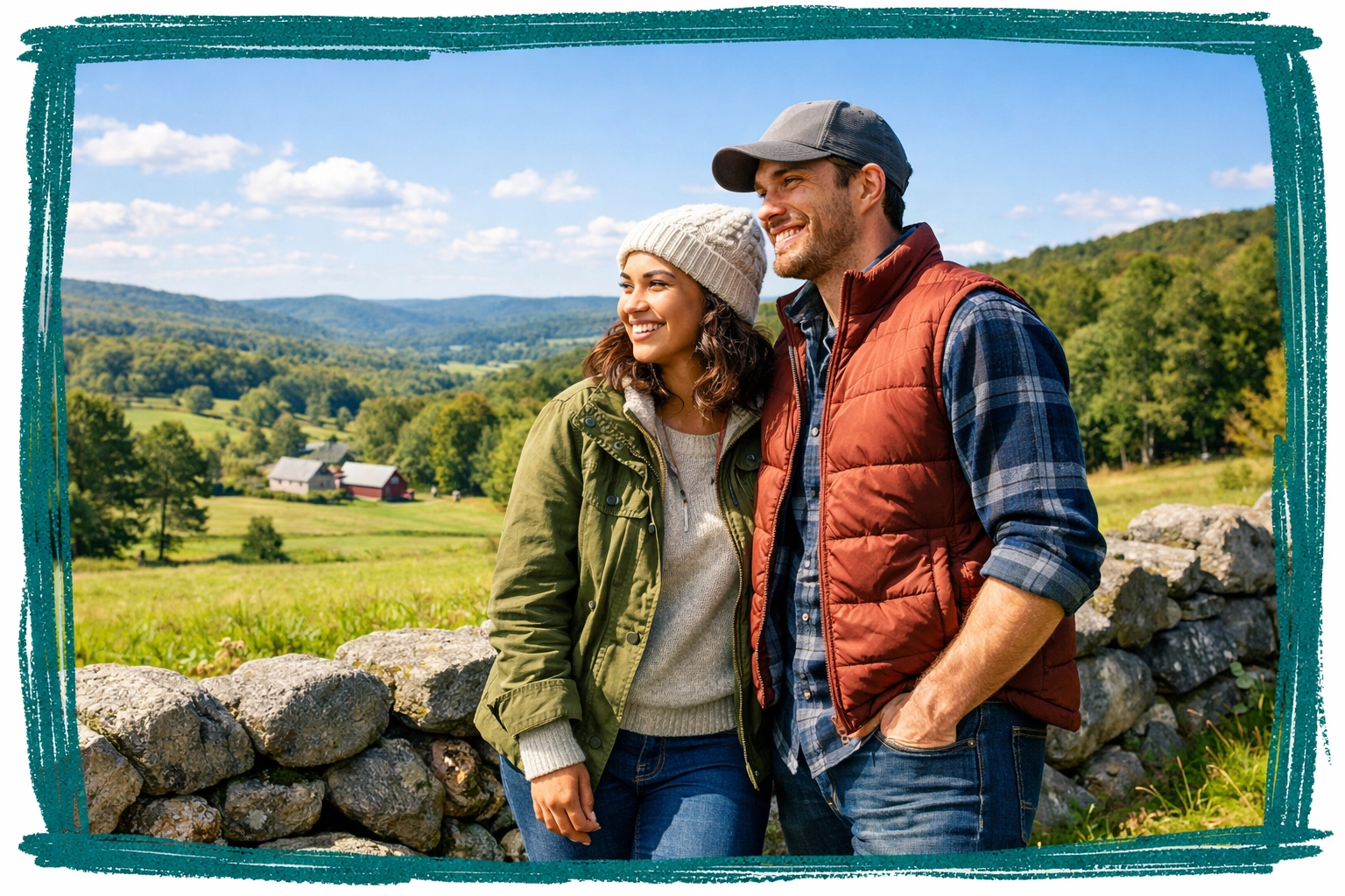 Relocating buyers looking at a lush rural Connecticut property in a stable 2026 housing market. Relocating buyers looking at a lush rural Connecticut property in a stable 2026 housing market.