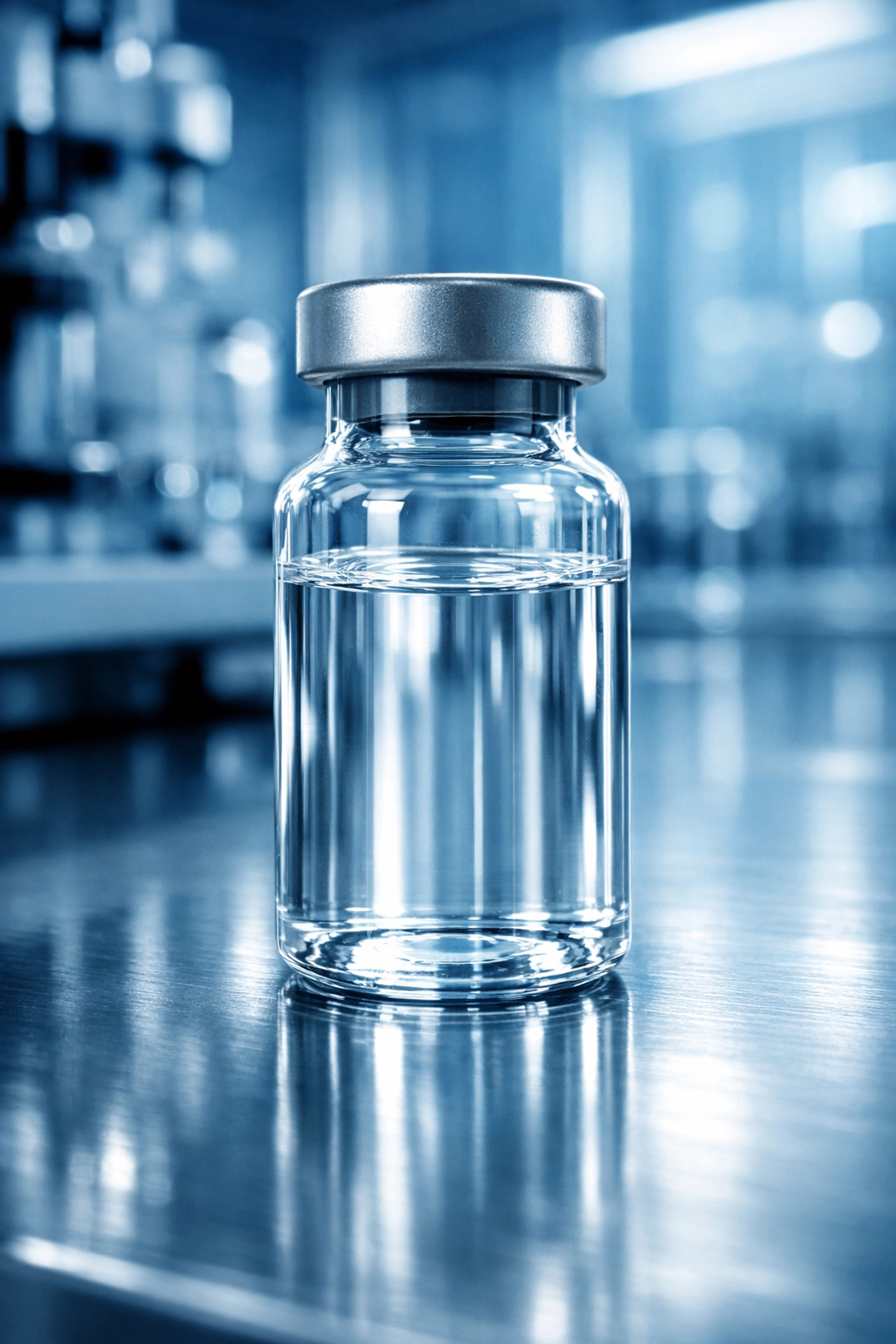 High-purity USA-made peptide vial in a sterile clinical laboratory environment for clinics