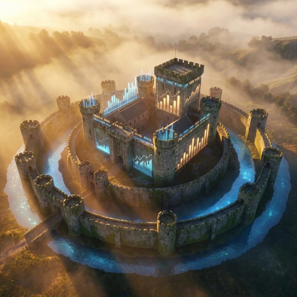 Illustration of a multi-layered castle fortress, representing comprehensive risk mitigation strategies for investors
