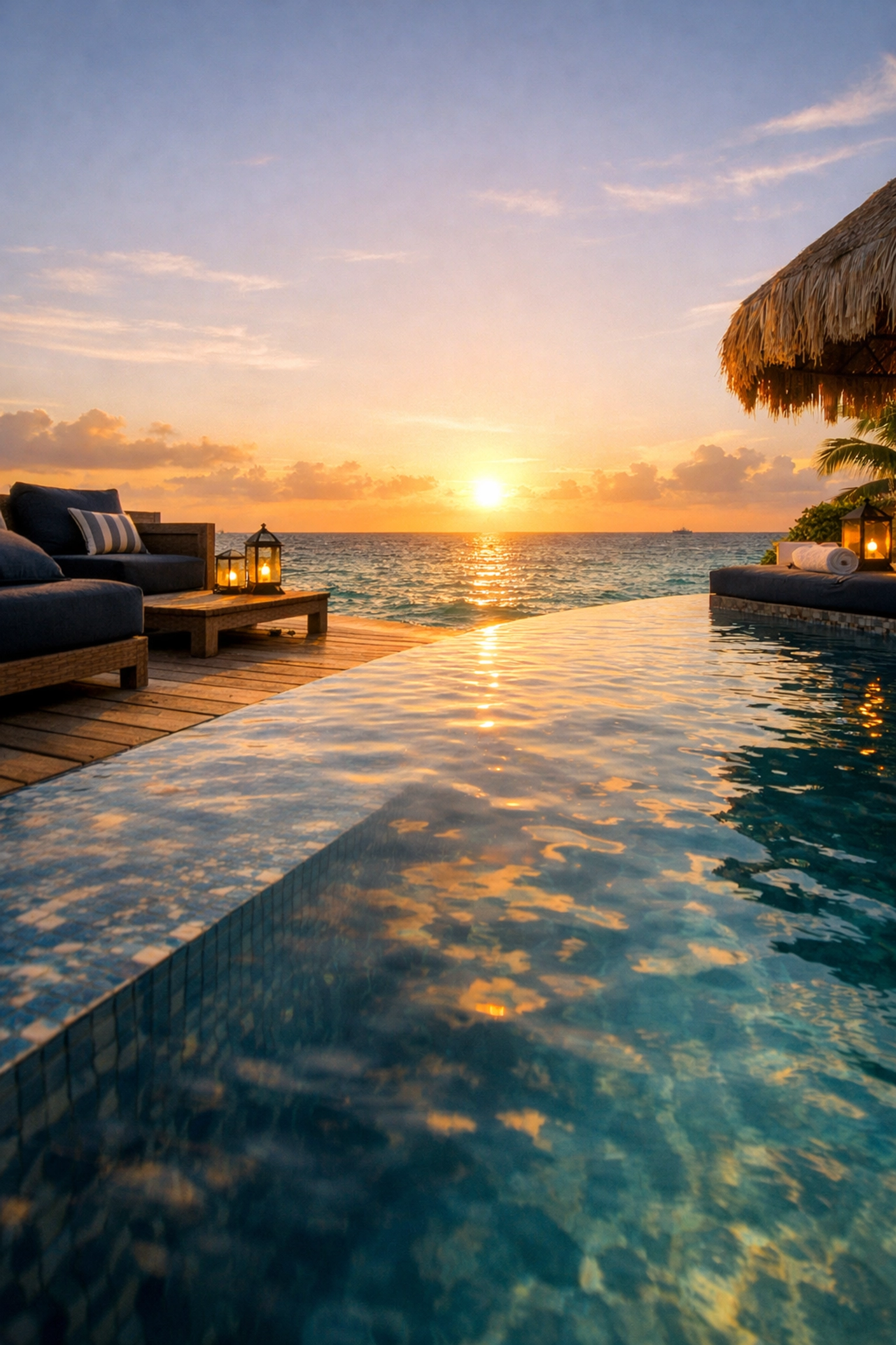 Luxury villa in Playa del Carmen featuring a private infinity pool overlooking the Caribbean Sea.
