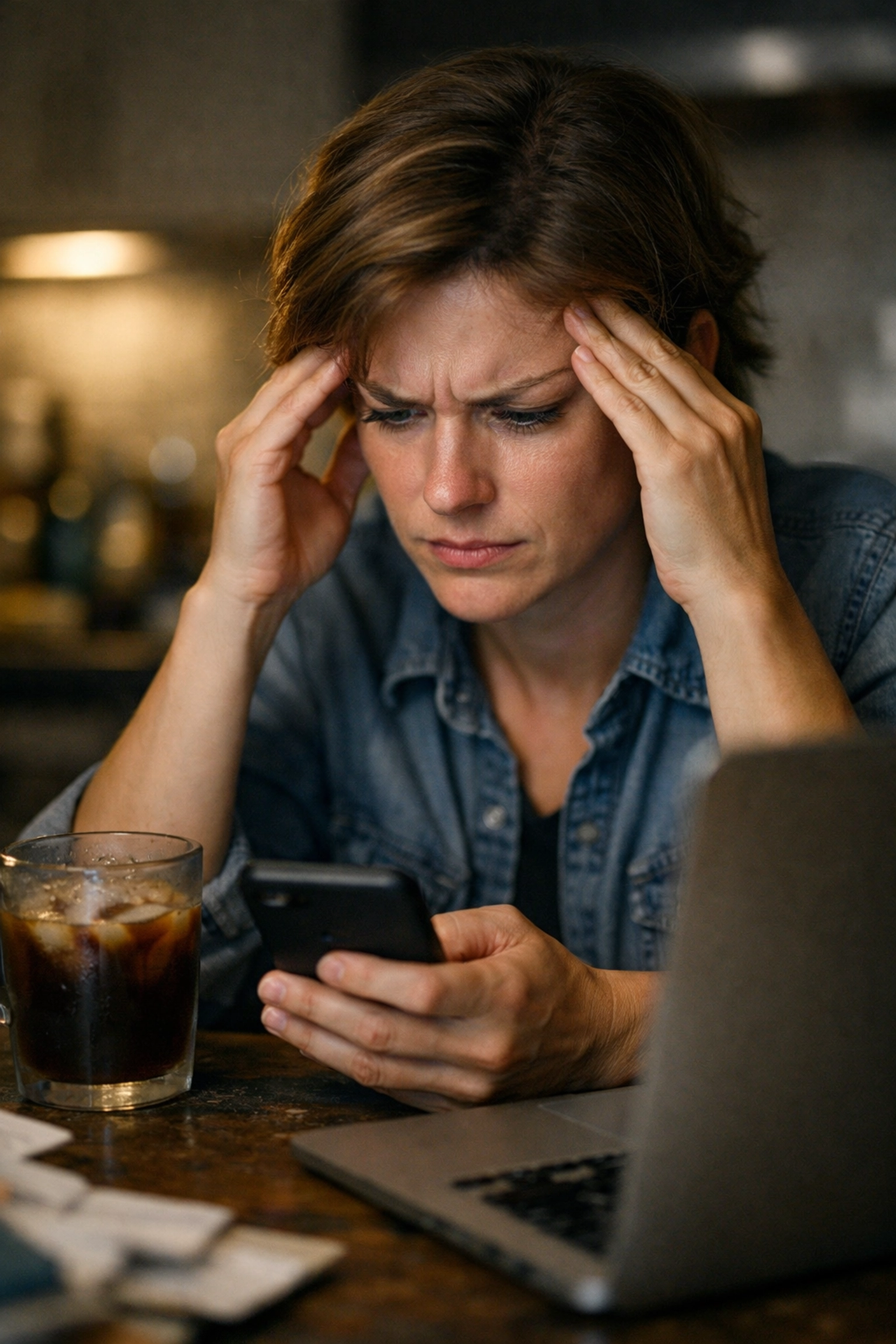 Frustrated person selling a phone on Facebook Marketplace dealing with lowball offers and stress.