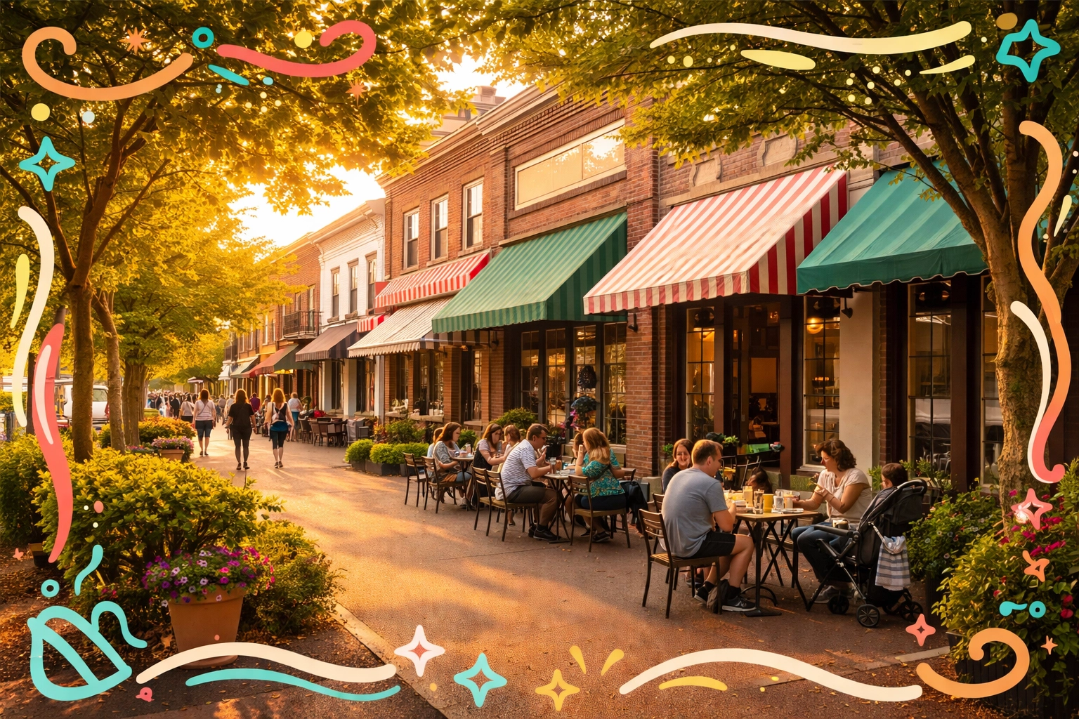 Downtown Marietta Square with brick storefronts and outdoor cafes in North Georgia