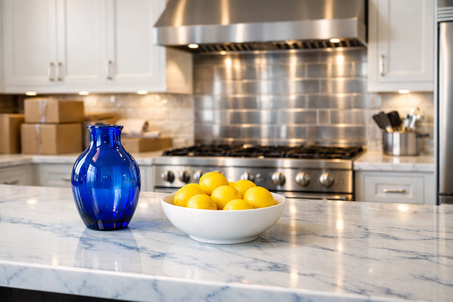 Spotless modern kitchen in Lowell after expert move-in/move-out cleaning Lowell service.