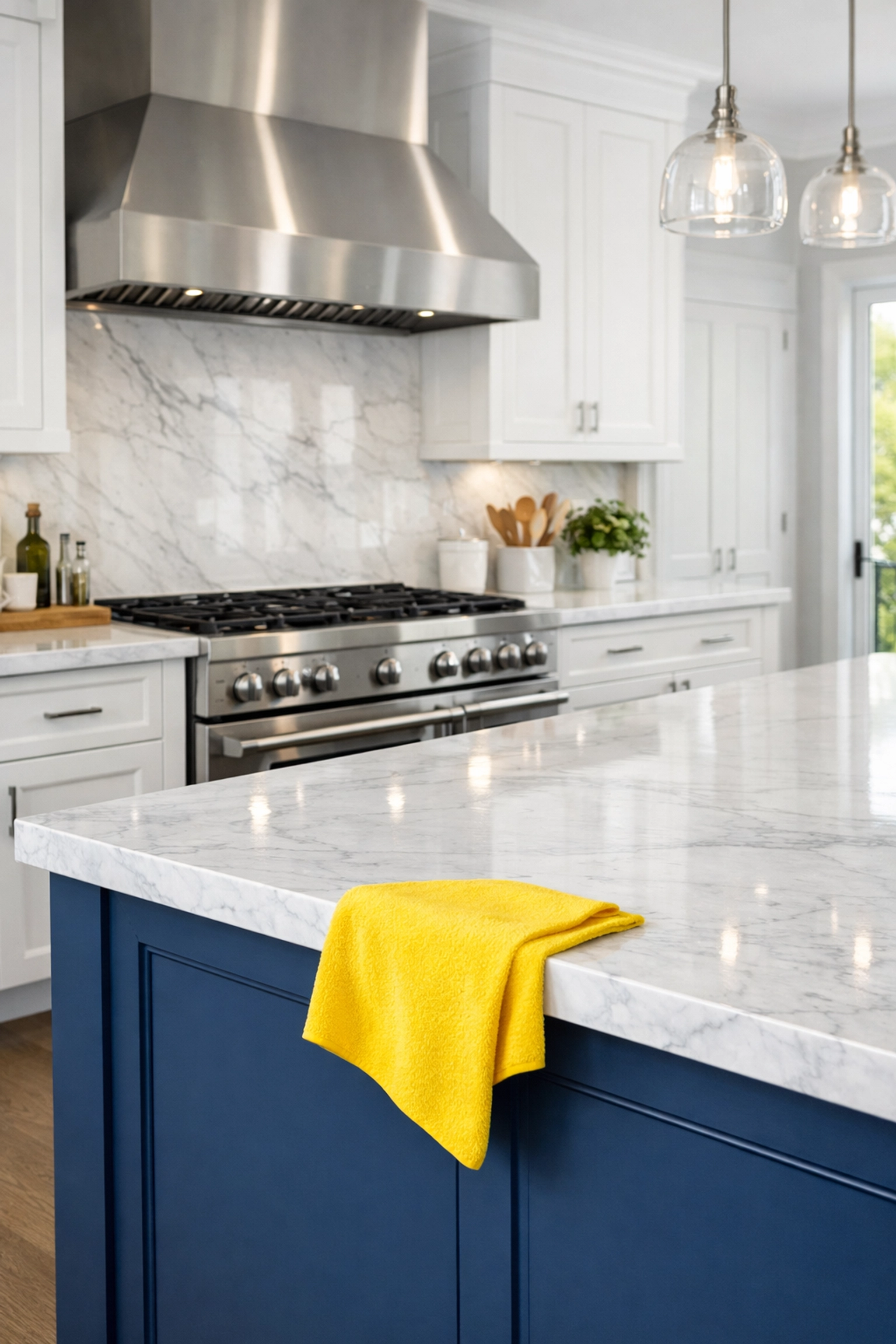 Spotless modern kitchen in Stow, MA, professionally cleaned to ensure a security deposit return.