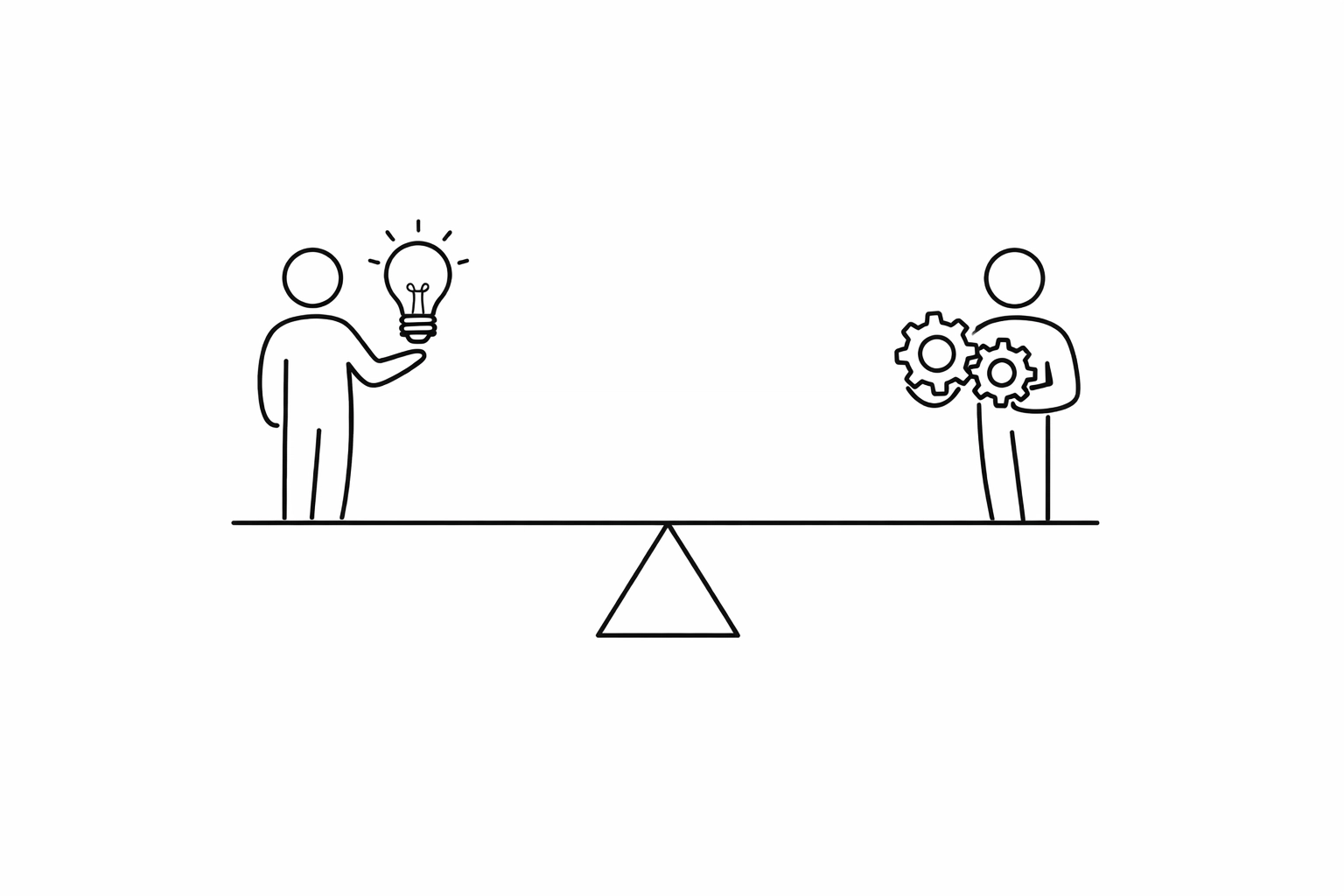 Balanced scale showing Visionary and Integrator roles in equilibrium for business growth