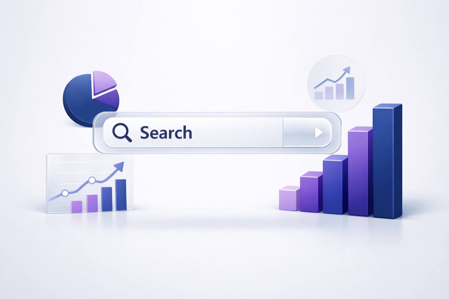 A modern search bar with growth charts illustrating high-performance SEO services and Google Ads management.