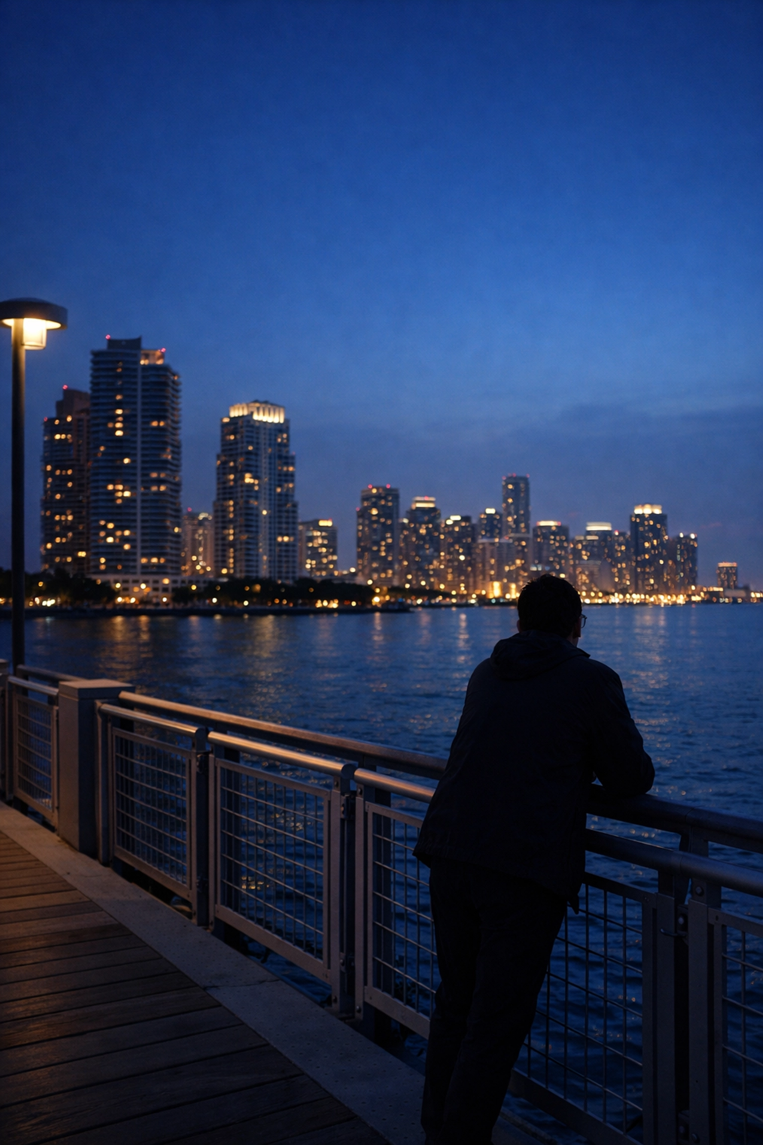 The Miami skyline at blue hour from South Pointe Park, perfect for long-exposure fine art photography.