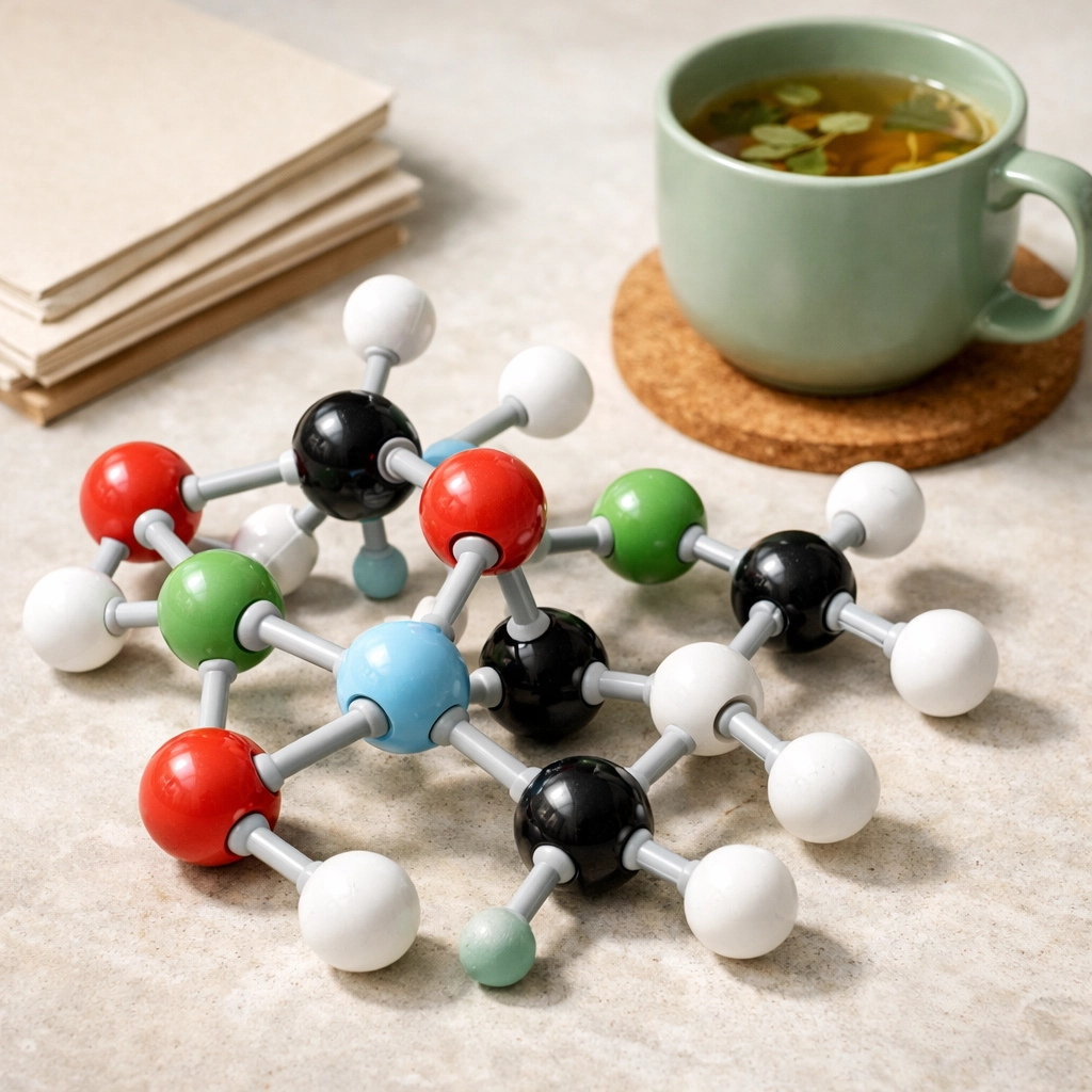 Chemistry molecular model and notes, perfect for students practicing exam technique with an A Level Chemistry Tutor.