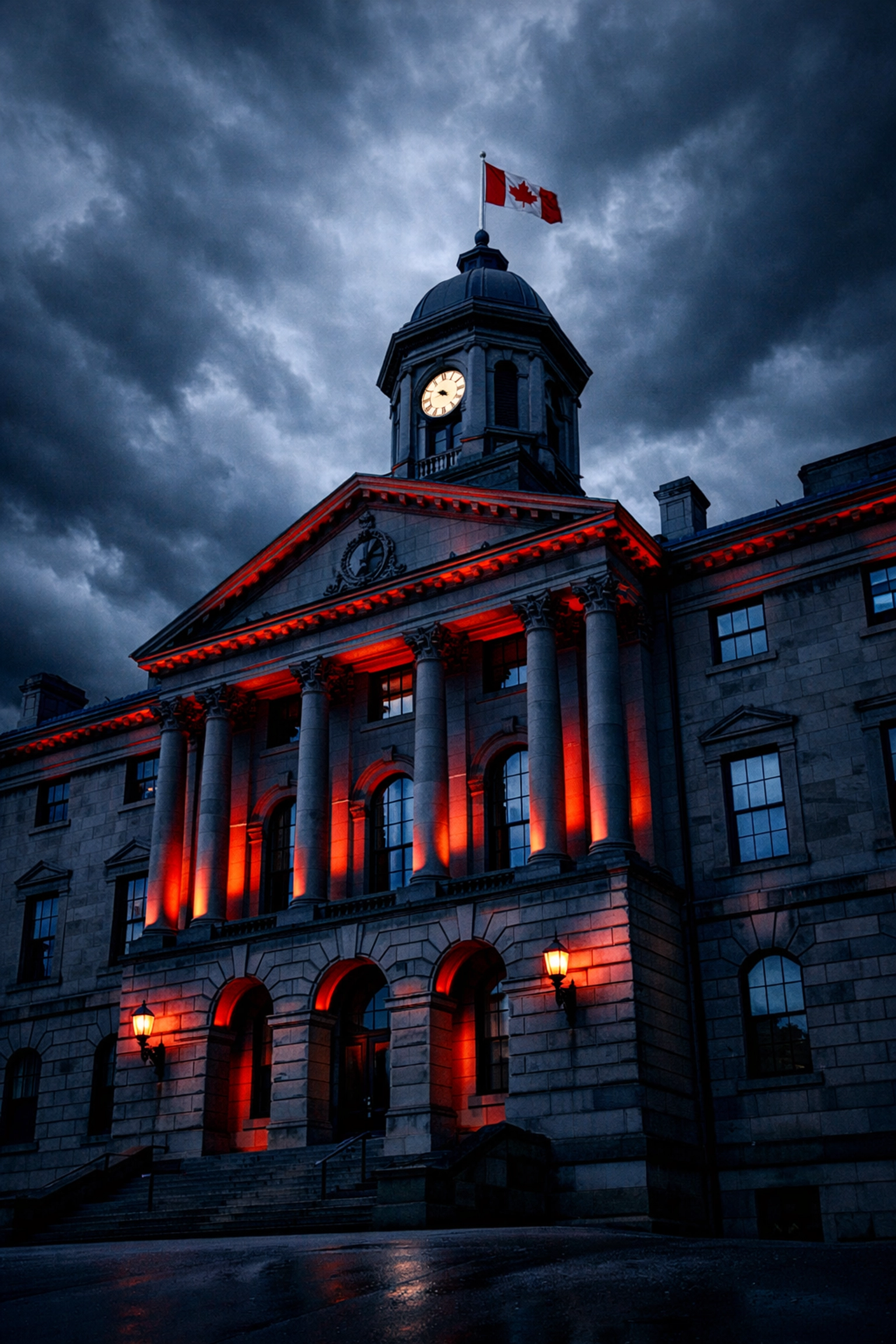 Nova Scotia Legislature building in Halifax amid government budget cuts and deficit crisis