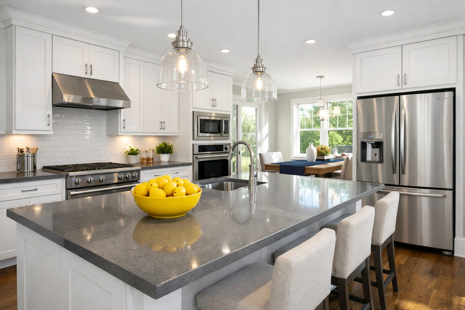 Clean residential kitchen in Shirley MA showcasing the power of professional house cleaning.