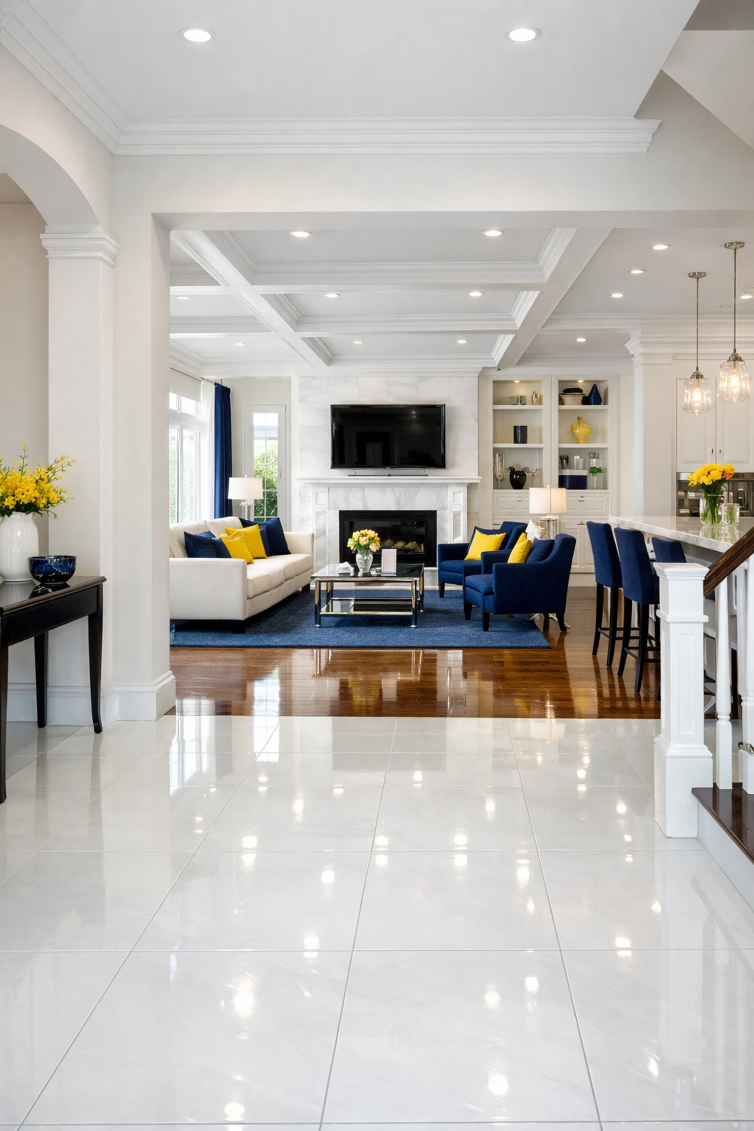 Clean and bright luxury interior in MetroWest showing the results of professional house cleaning services.