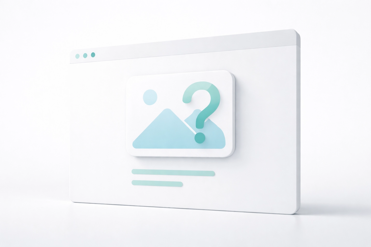 Minimalist illustration of a computer screen with an image icon and question mark, symbolizing missing alt text for website accessibility and SEO.