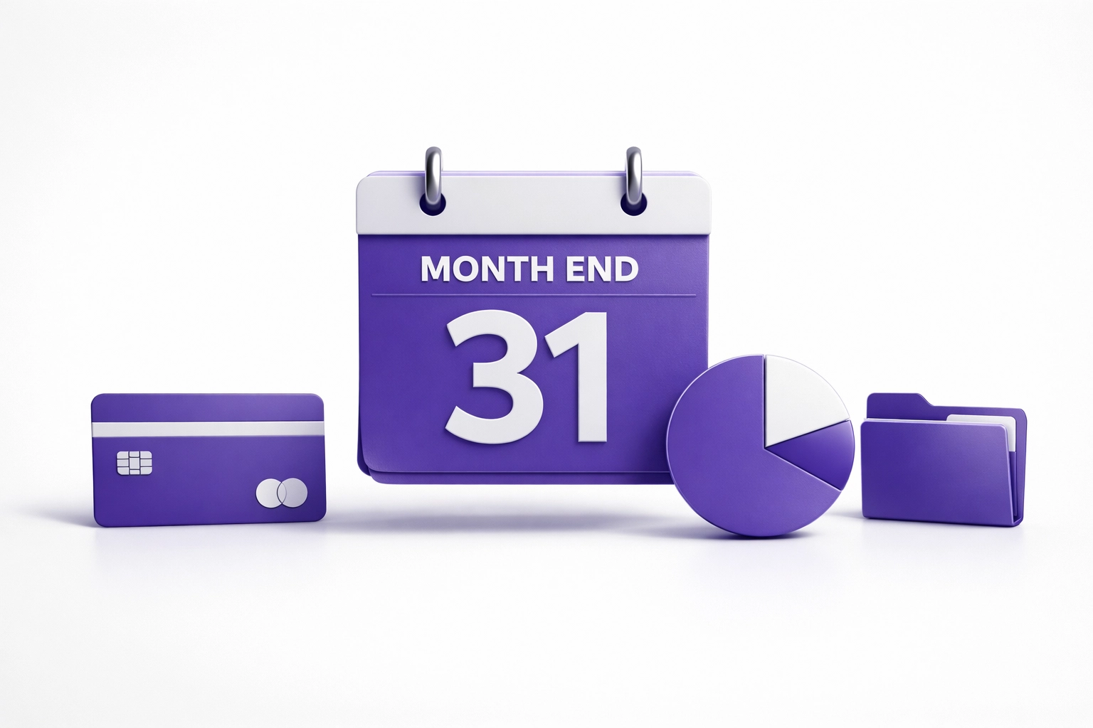 Monthly financial close calendar with organized bookkeeping documents and reports