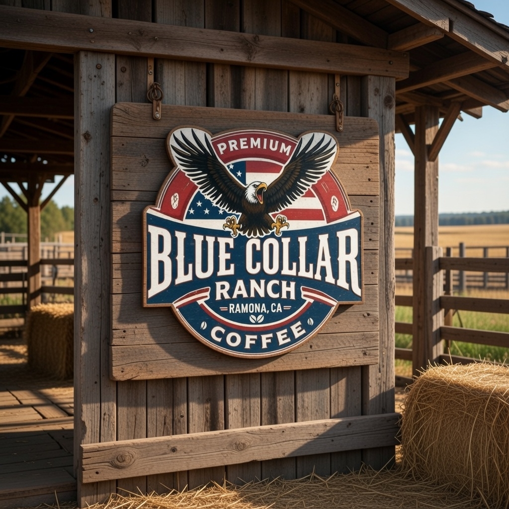 Blue Collar Ranch Coffee Barn Sign