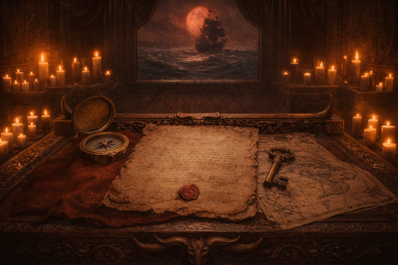 Trust document on a ship's table representing irrevocable trust benefits and maritime law.