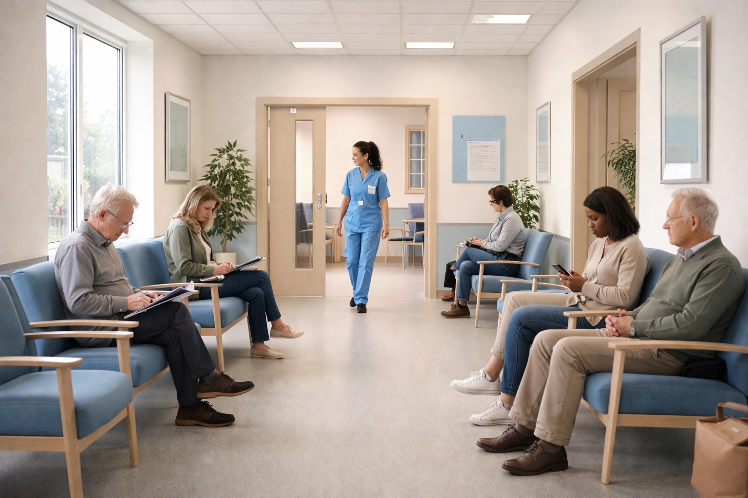 Patients waiting at NHS community diagnostic centre for respiratory testing and COPD care