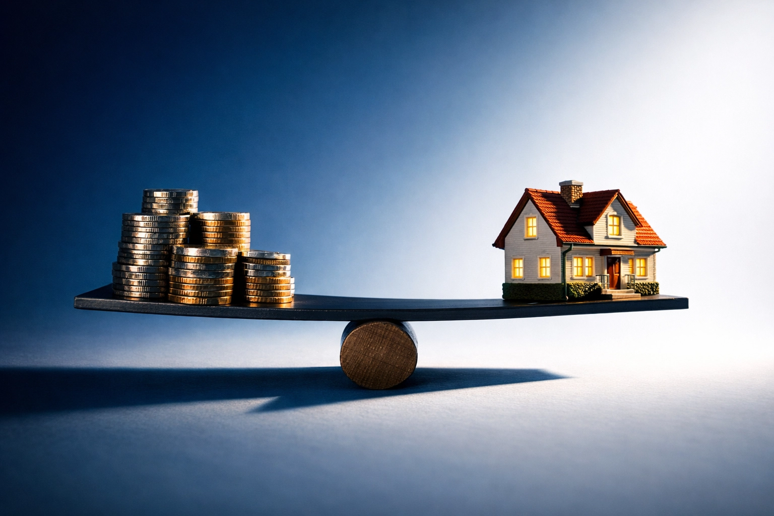 House on balance scale with coins showing mortgage savings from switching lenders in Alberta