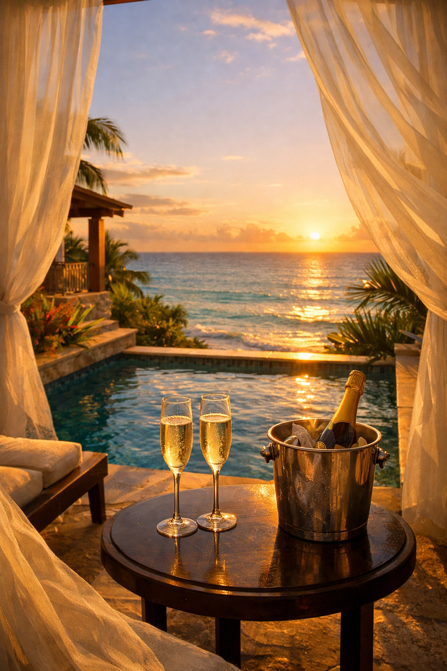Beachfront honeymoon suite with private pool at luxury Caribbean all-inclusive resort