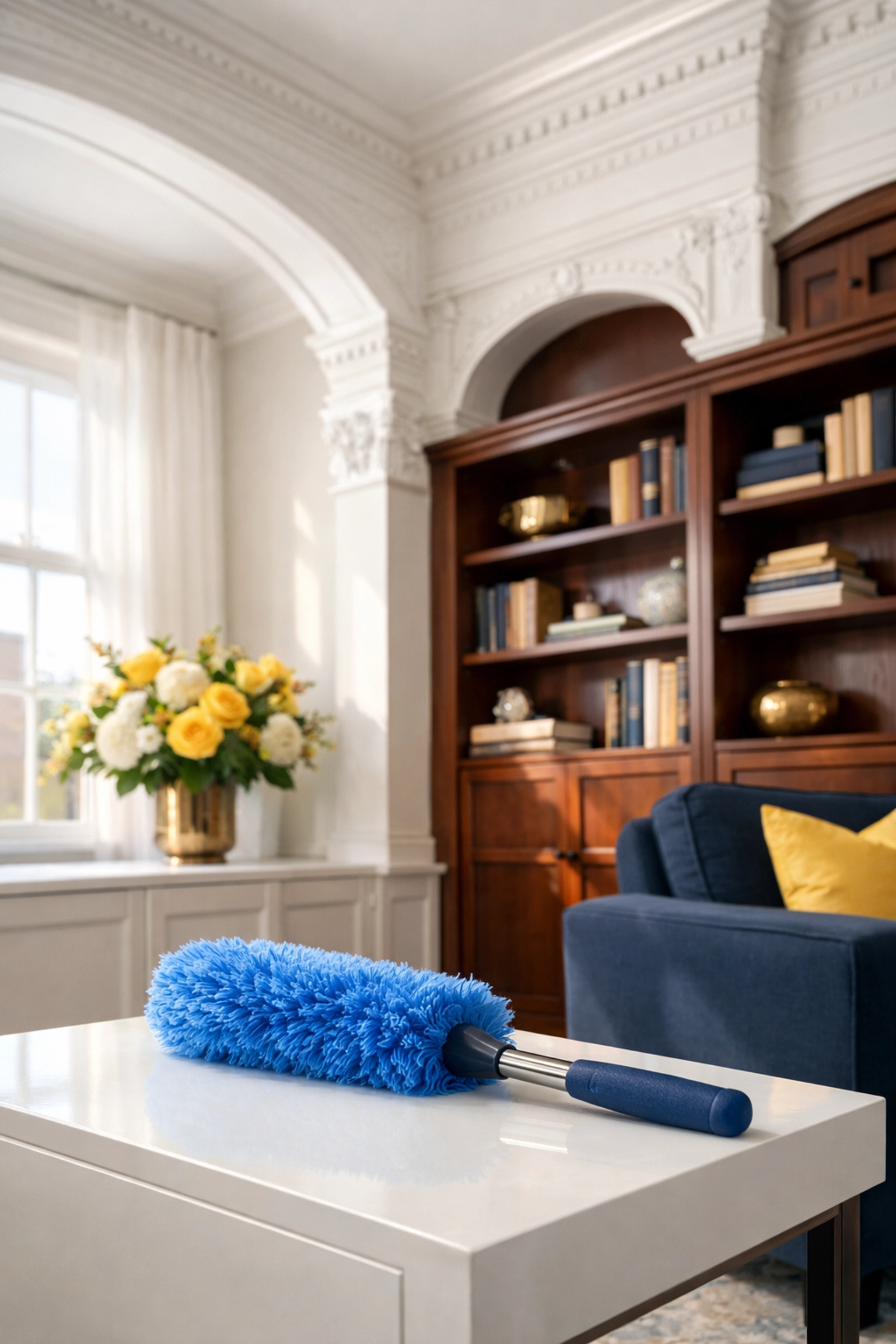 Effective dusting for historic apartment cleaning Massachusetts with high ceilings.