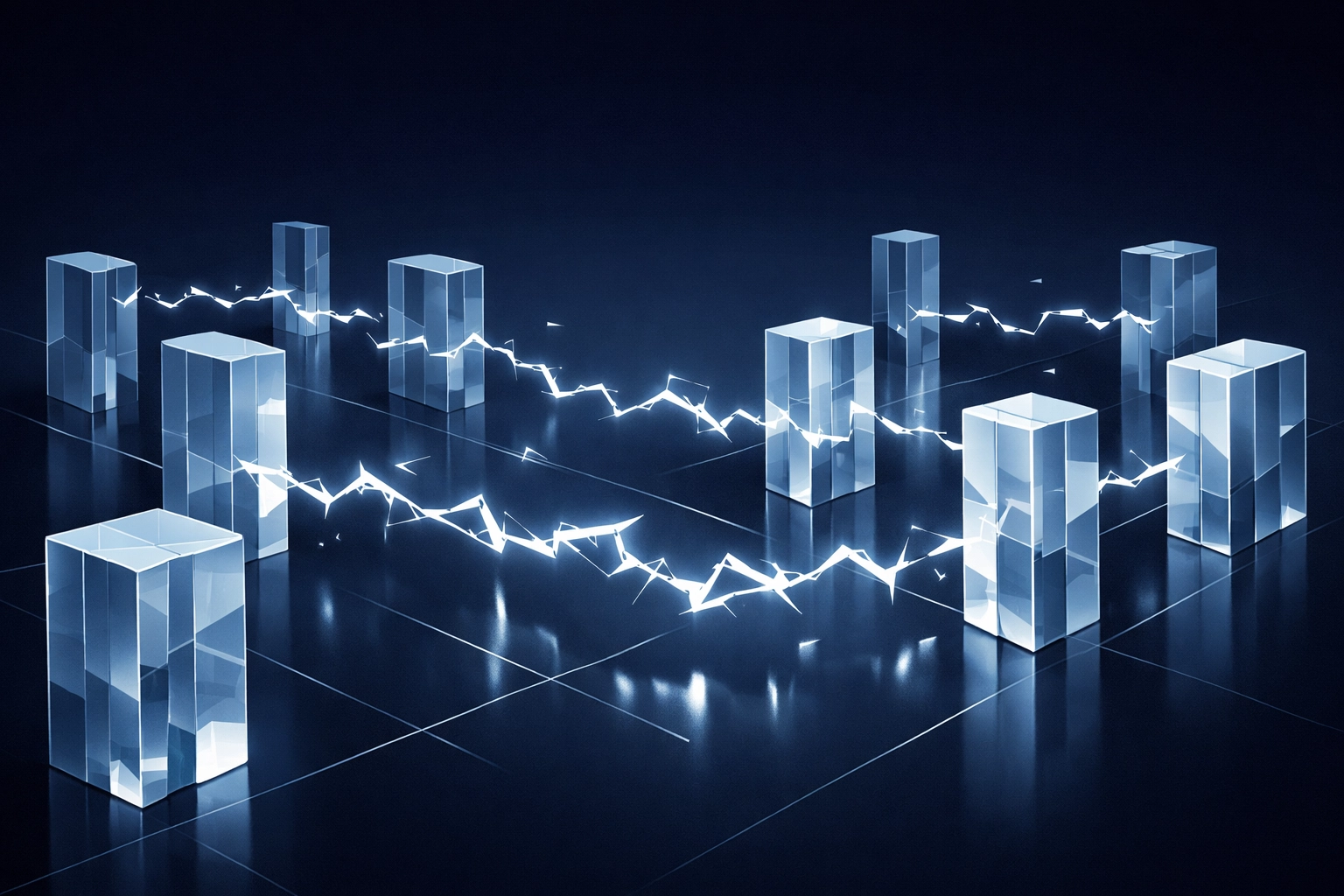 Digital representation of e-commerce data silos and inefficient manual workflows needing integration.