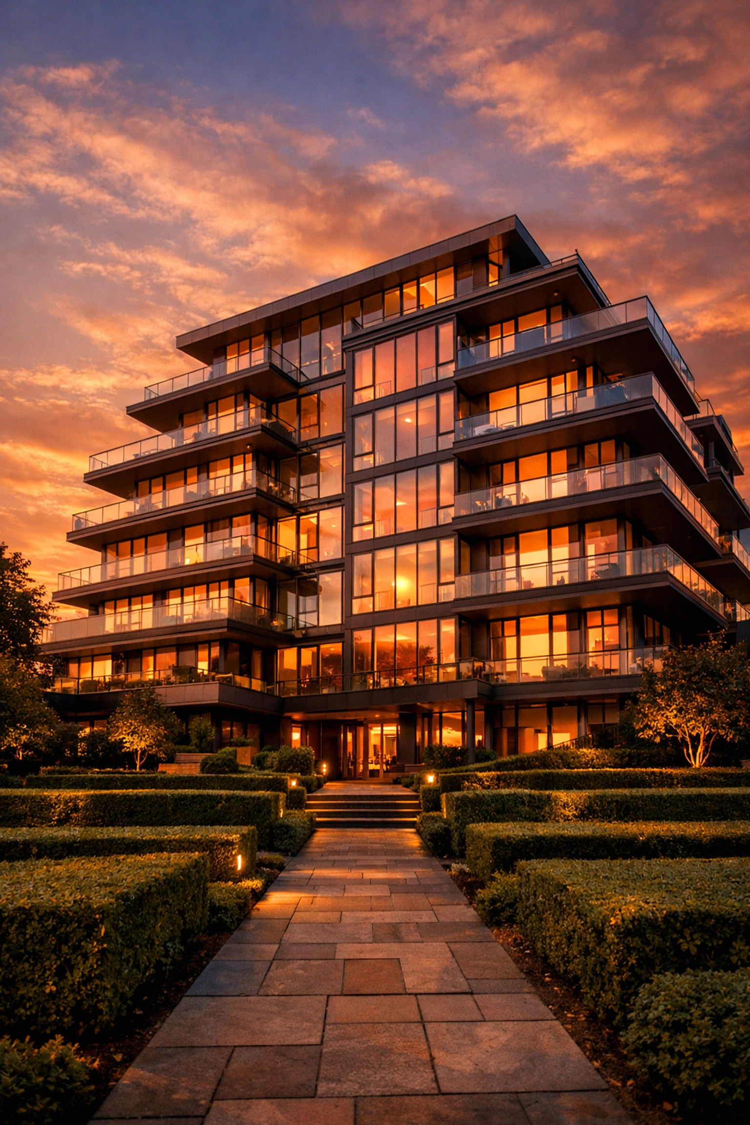 Modern luxury apartment building showcasing real estate investment stability and cash flow