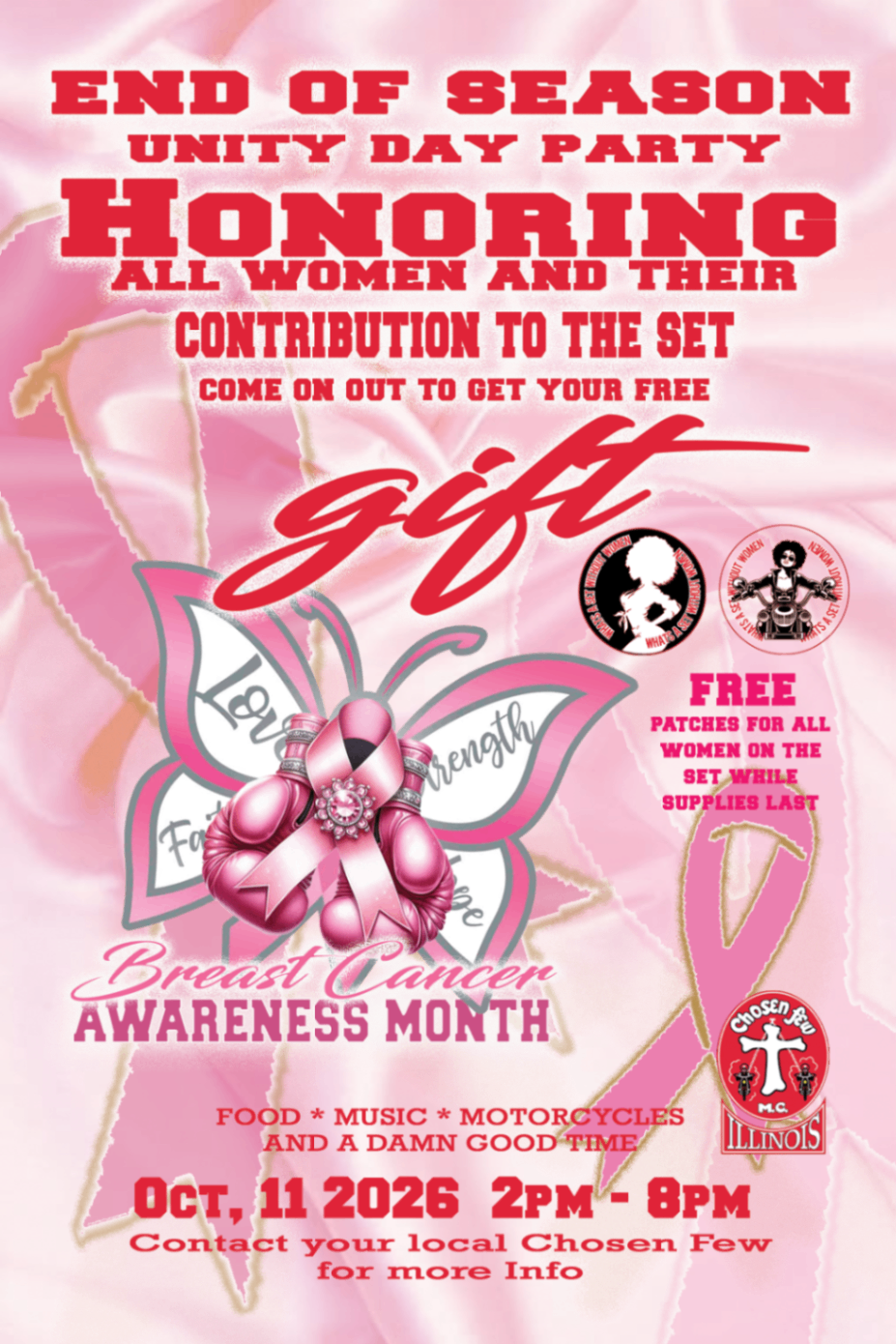Breast Cancer Awareness Month Event Flyer - Chosen Few MC Illinois