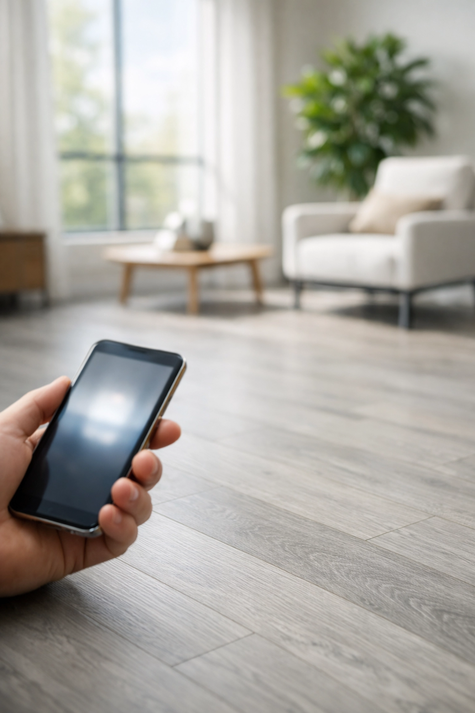 Modern rental interior with durable luxury vinyl plank flooring to protect property investment value.