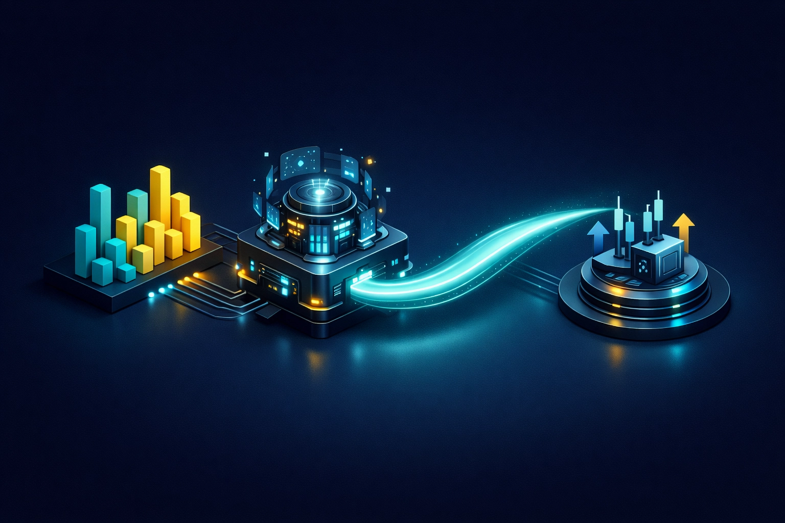 Data pipeline visualization showing football market data flowing into an automated betting exchange.