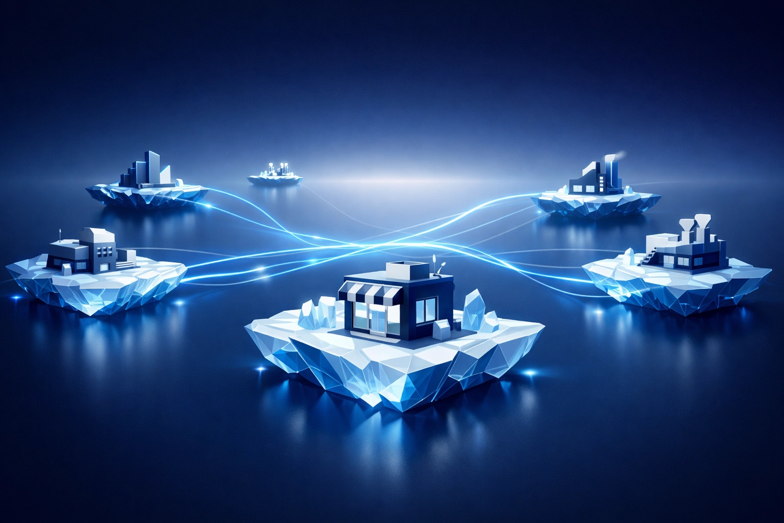 Connected digital nodes representing unified visibility for scaling multi-location service businesses.