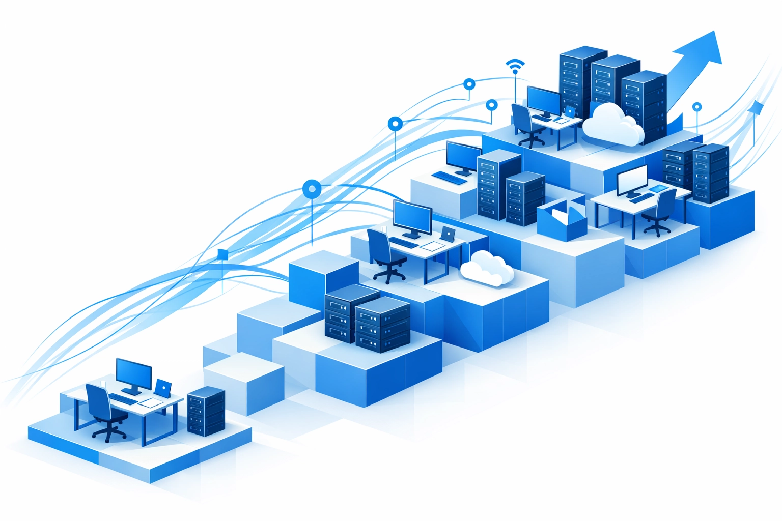 Growing business with expanding IT infrastructure and scalable technology systems